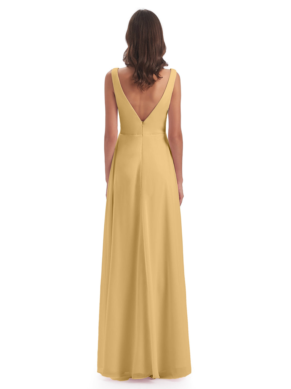 Jurnee Floor Length V-neck Ruched Chiffon Bridesmaid Dresses