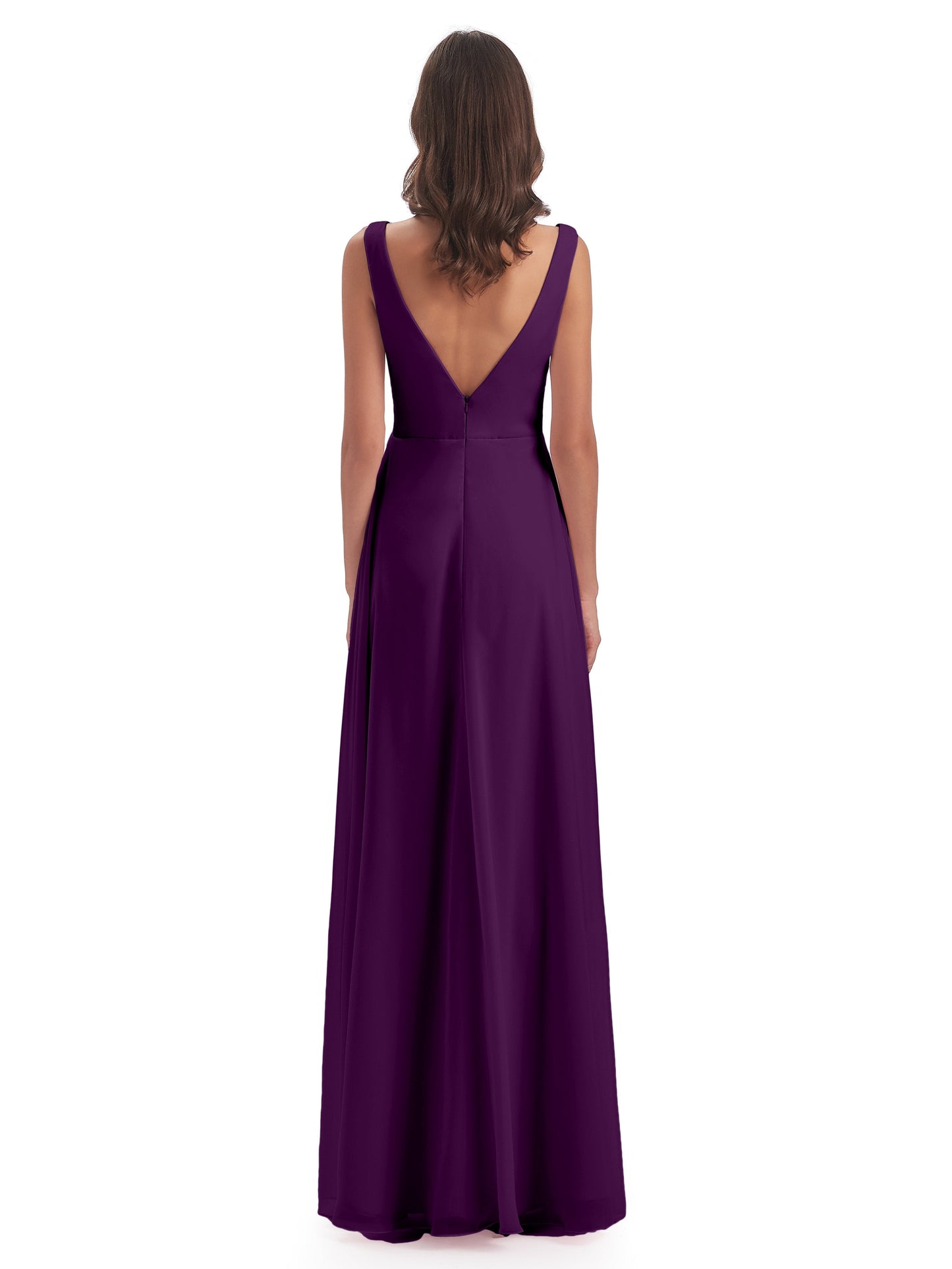 Jurnee Floor Length V-neck Ruched Chiffon Bridesmaid Dresses