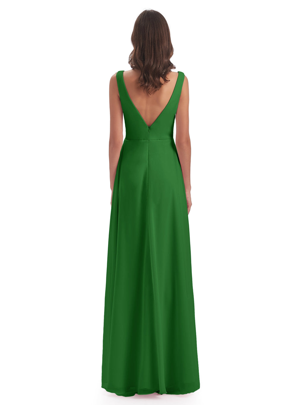 Jurnee Floor Length V-neck Ruched Chiffon Bridesmaid Dresses