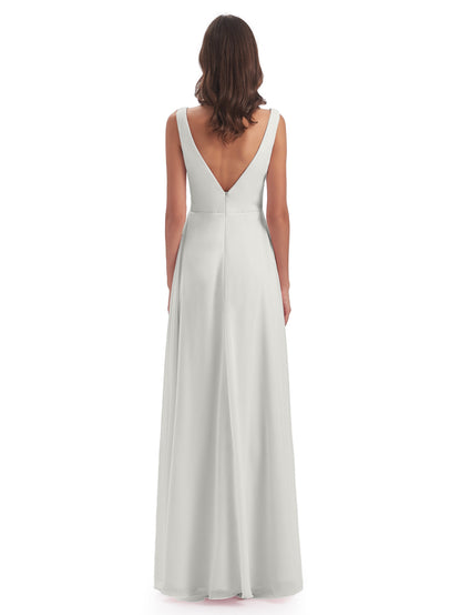Jurnee Floor Length V-neck Ruched Chiffon Bridesmaid Dresses