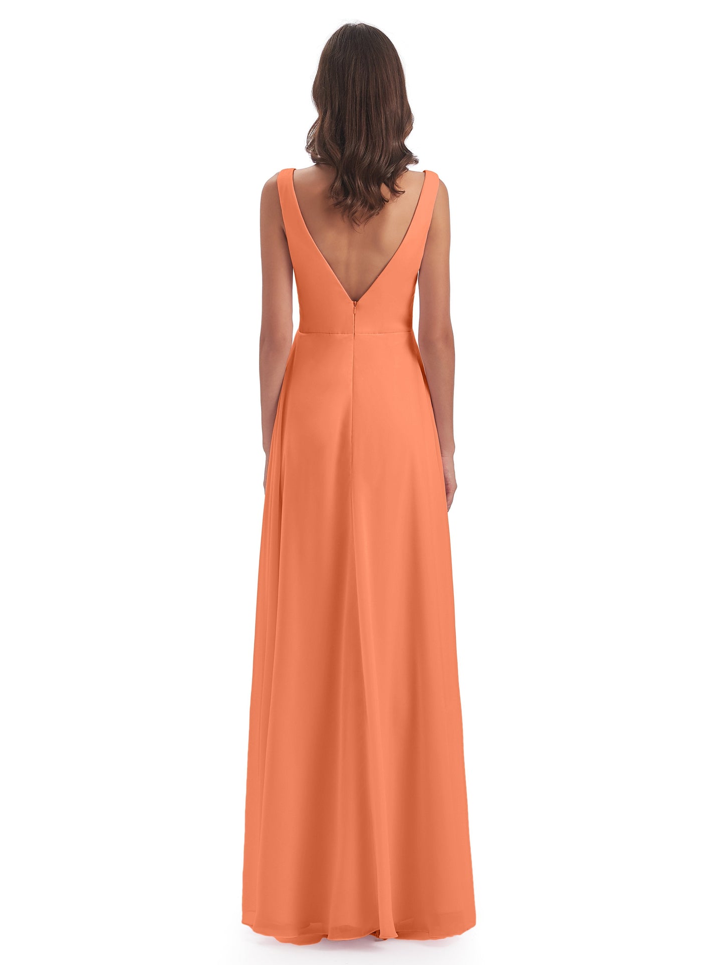 Jurnee Floor Length V-neck Ruched Chiffon Bridesmaid Dresses