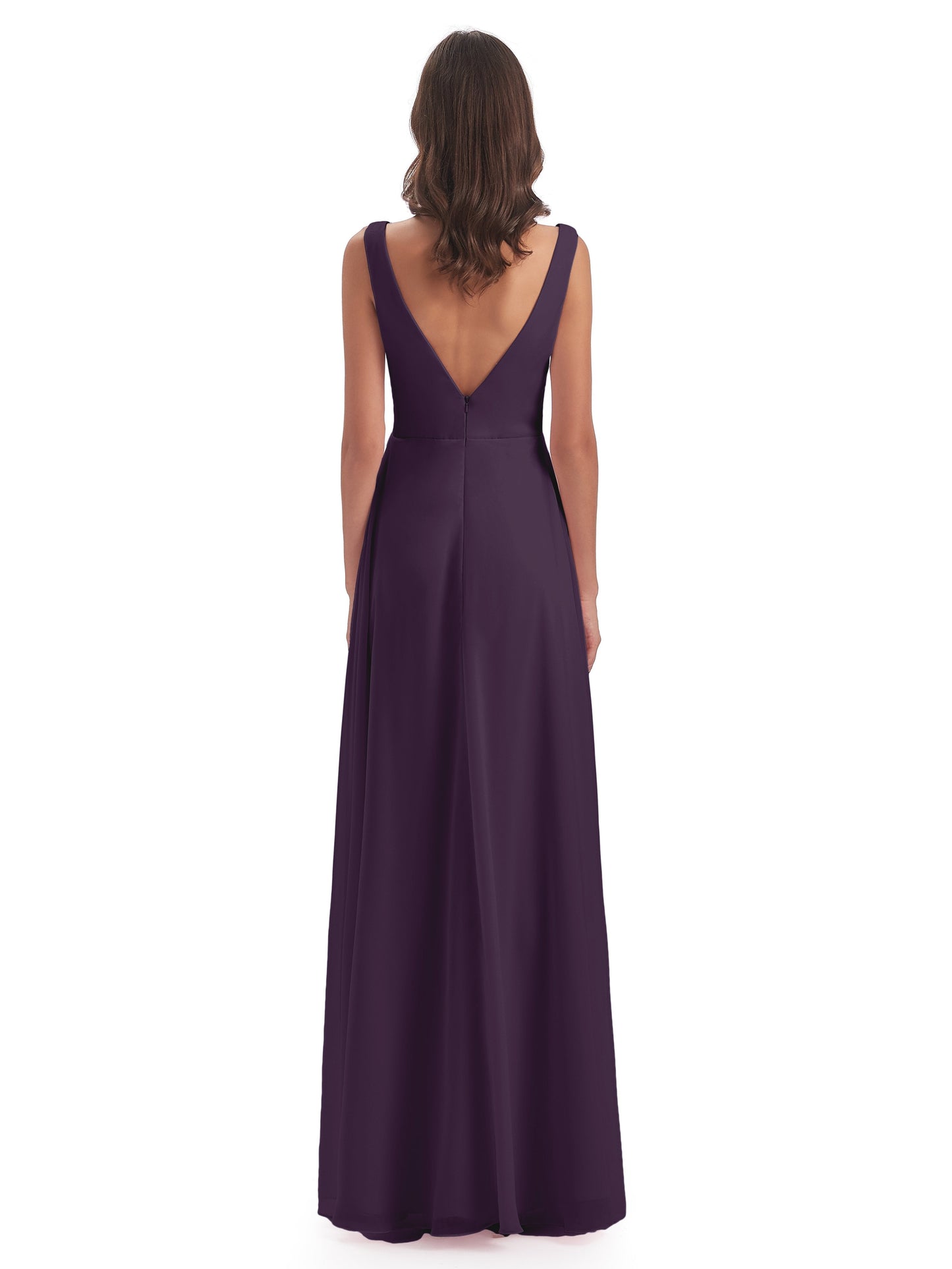 Jurnee Floor Length V-neck Ruched Chiffon Bridesmaid Dresses