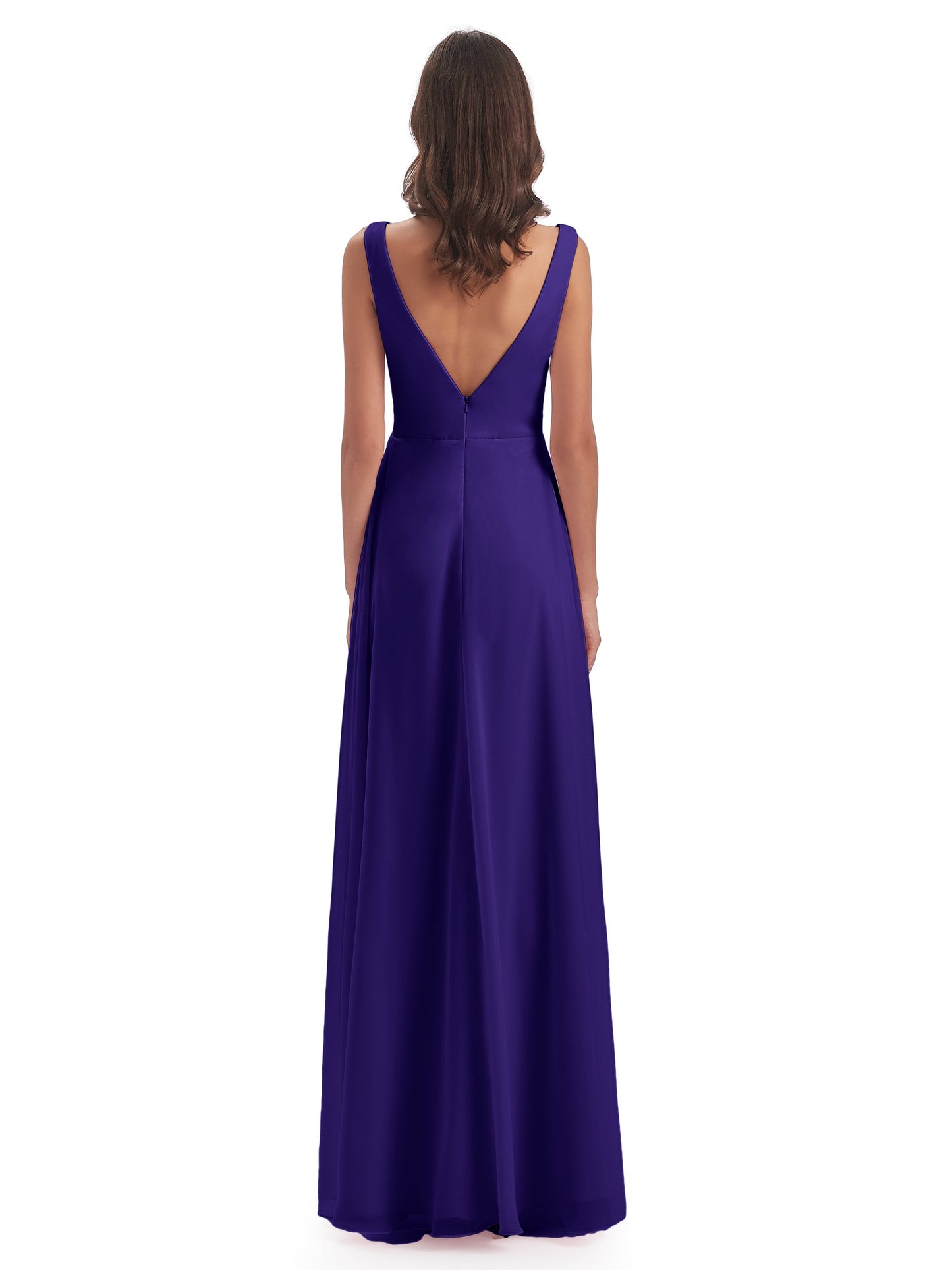 Jurnee Floor Length V-neck Ruched Chiffon Bridesmaid Dresses