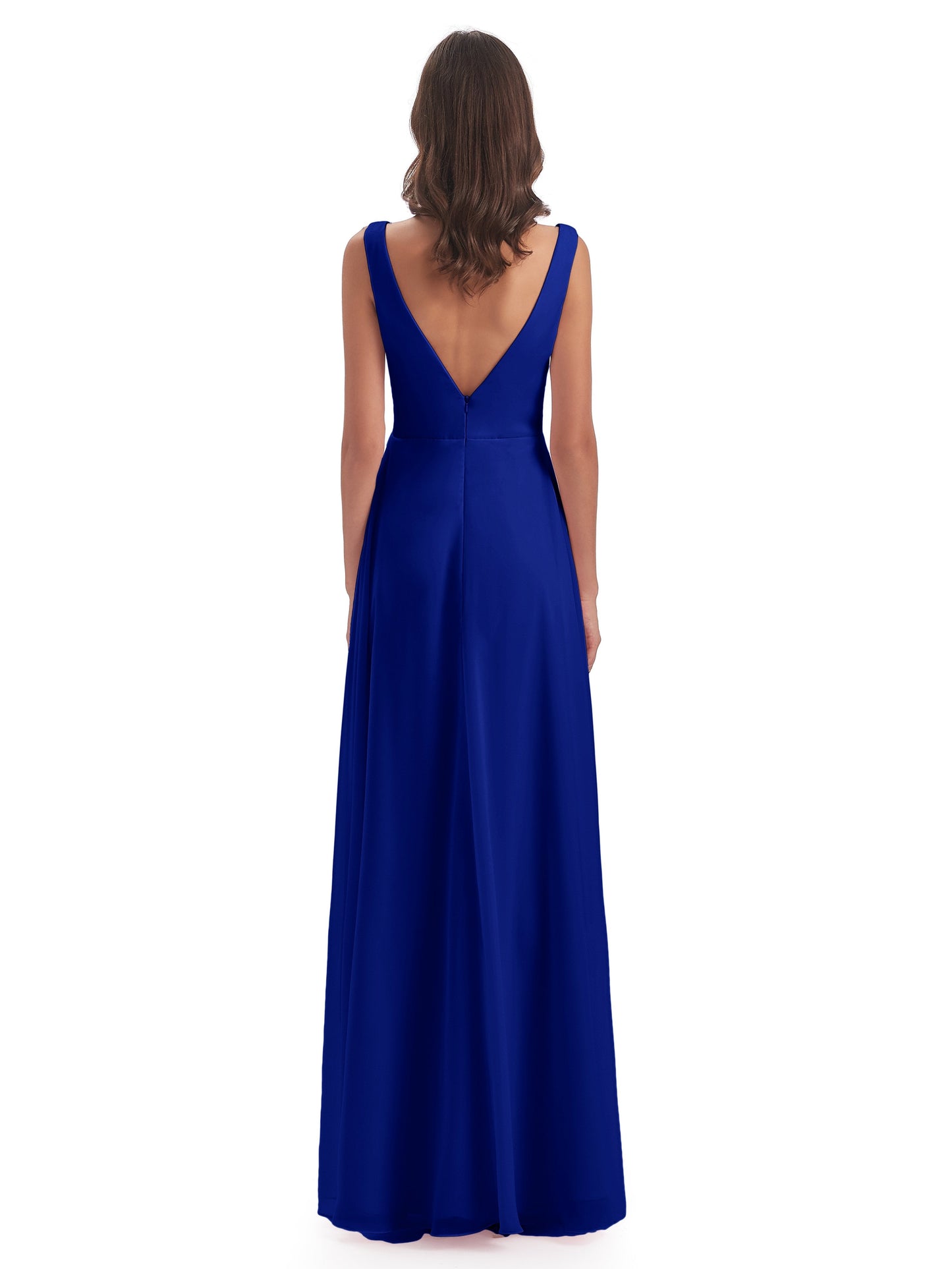 Jurnee Floor Length V-neck Ruched Chiffon Bridesmaid Dresses