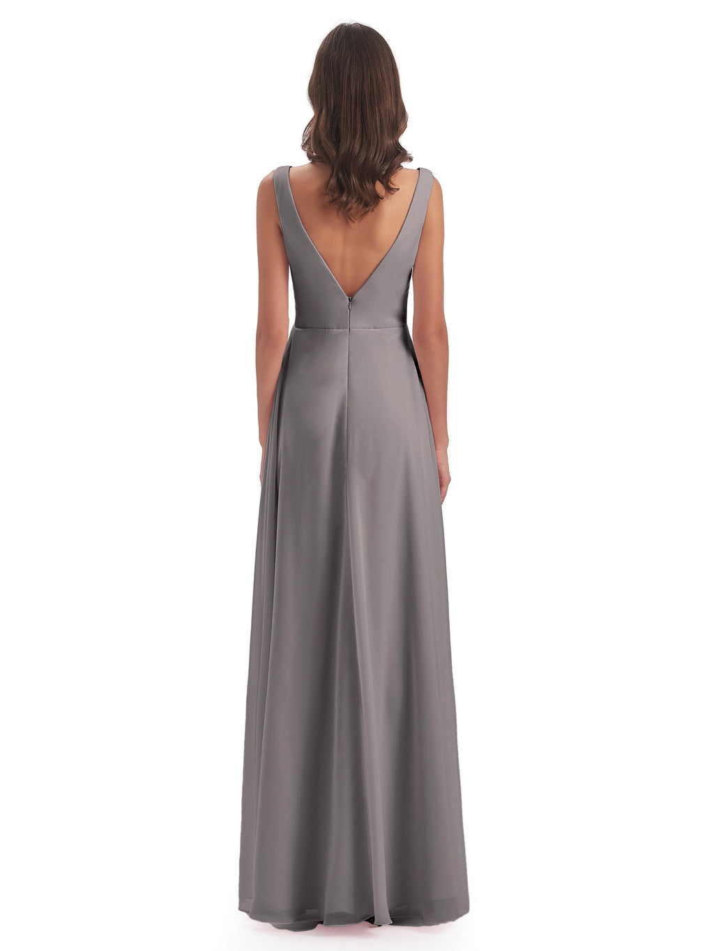 Jurnee Floor Length V-neck Ruched Chiffon Bridesmaid Dresses