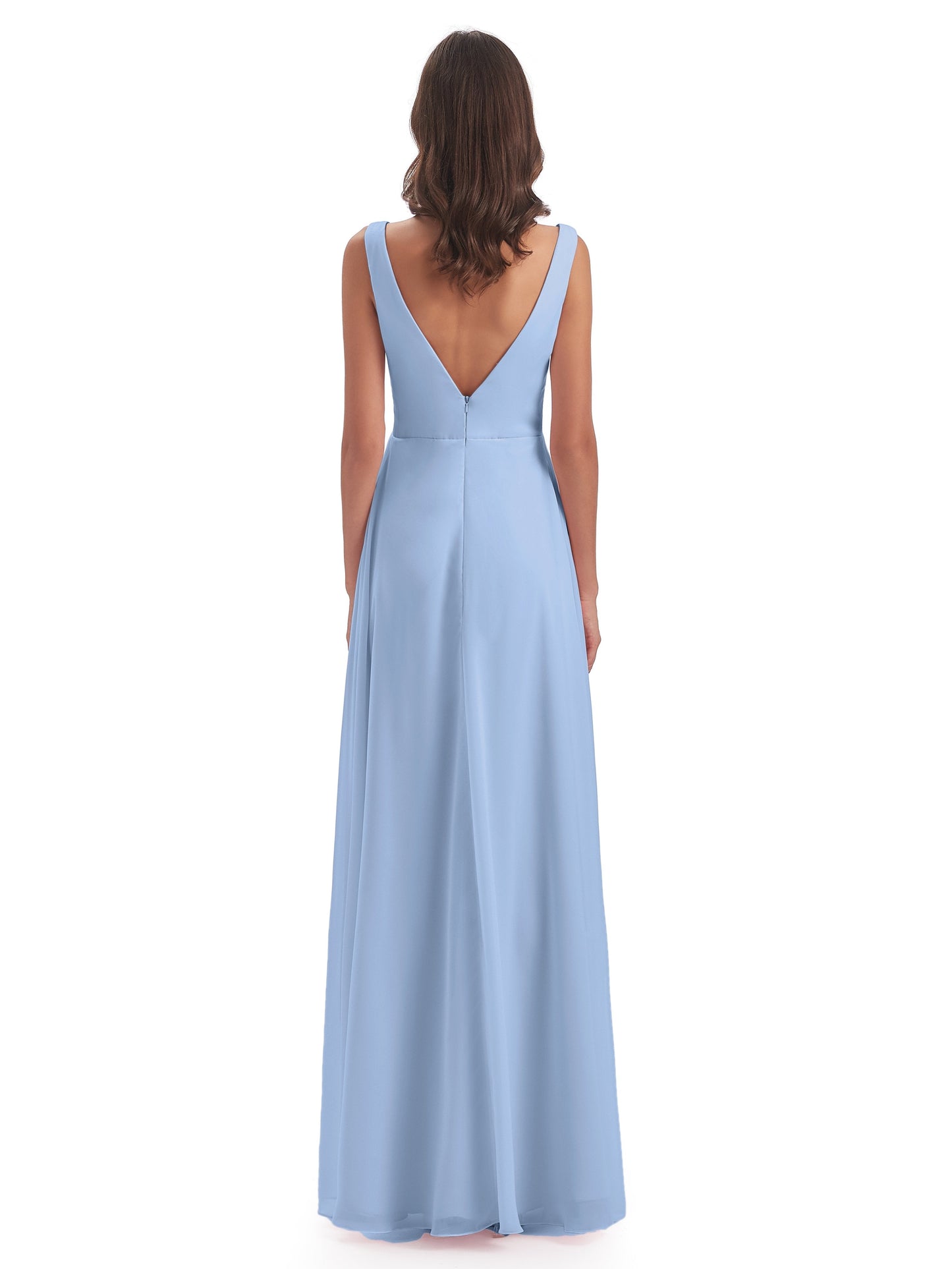 Jurnee Floor Length V-neck Ruched Chiffon Bridesmaid Dresses