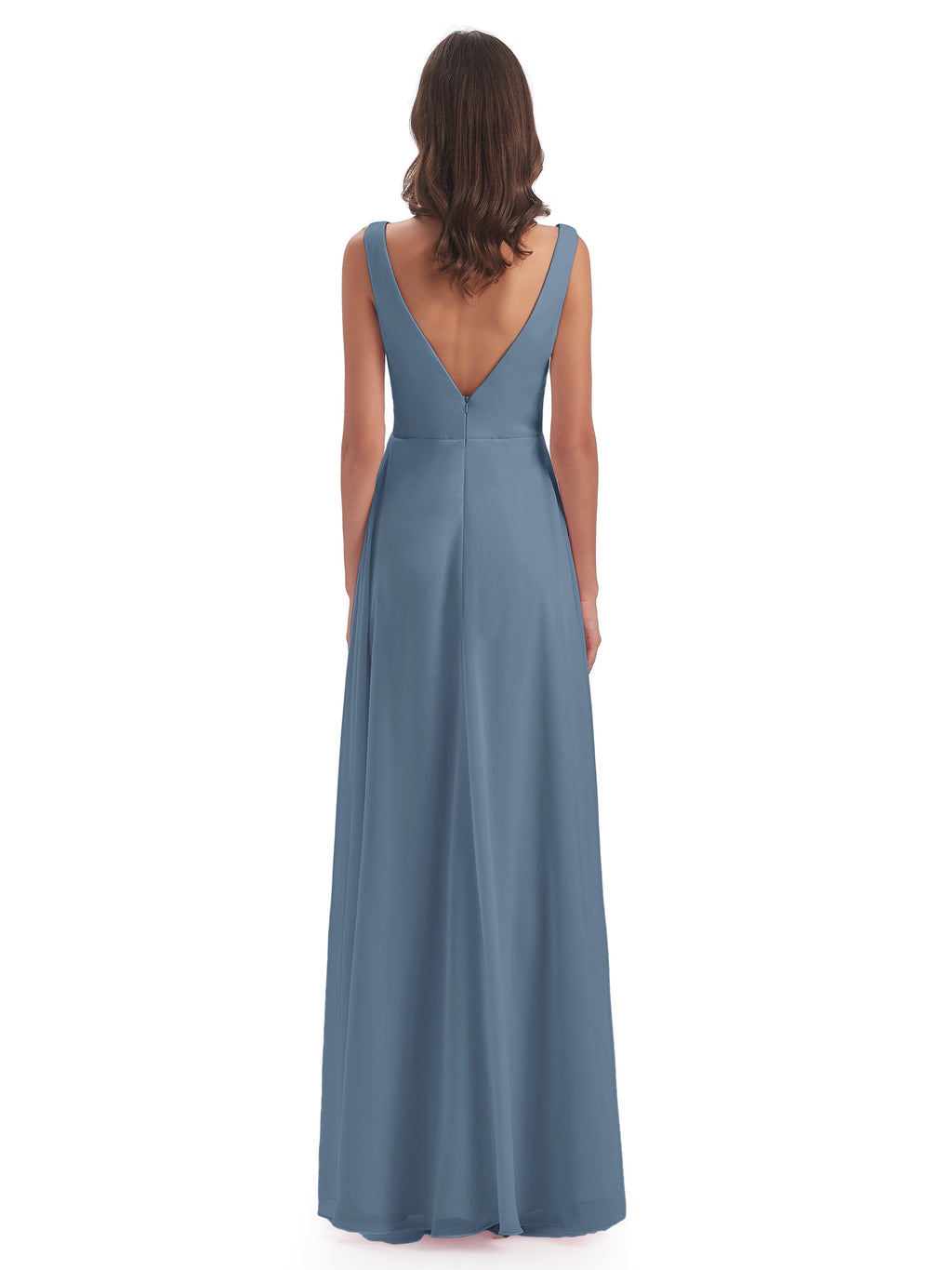 Jurnee Floor Length V-neck Ruched Chiffon Bridesmaid Dresses