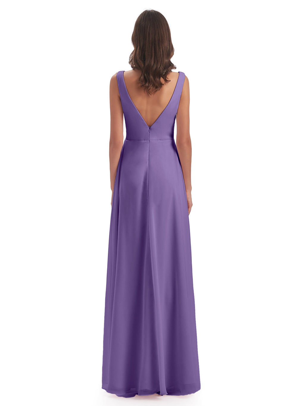 Jurnee Floor Length V-neck Ruched Chiffon Bridesmaid Dresses