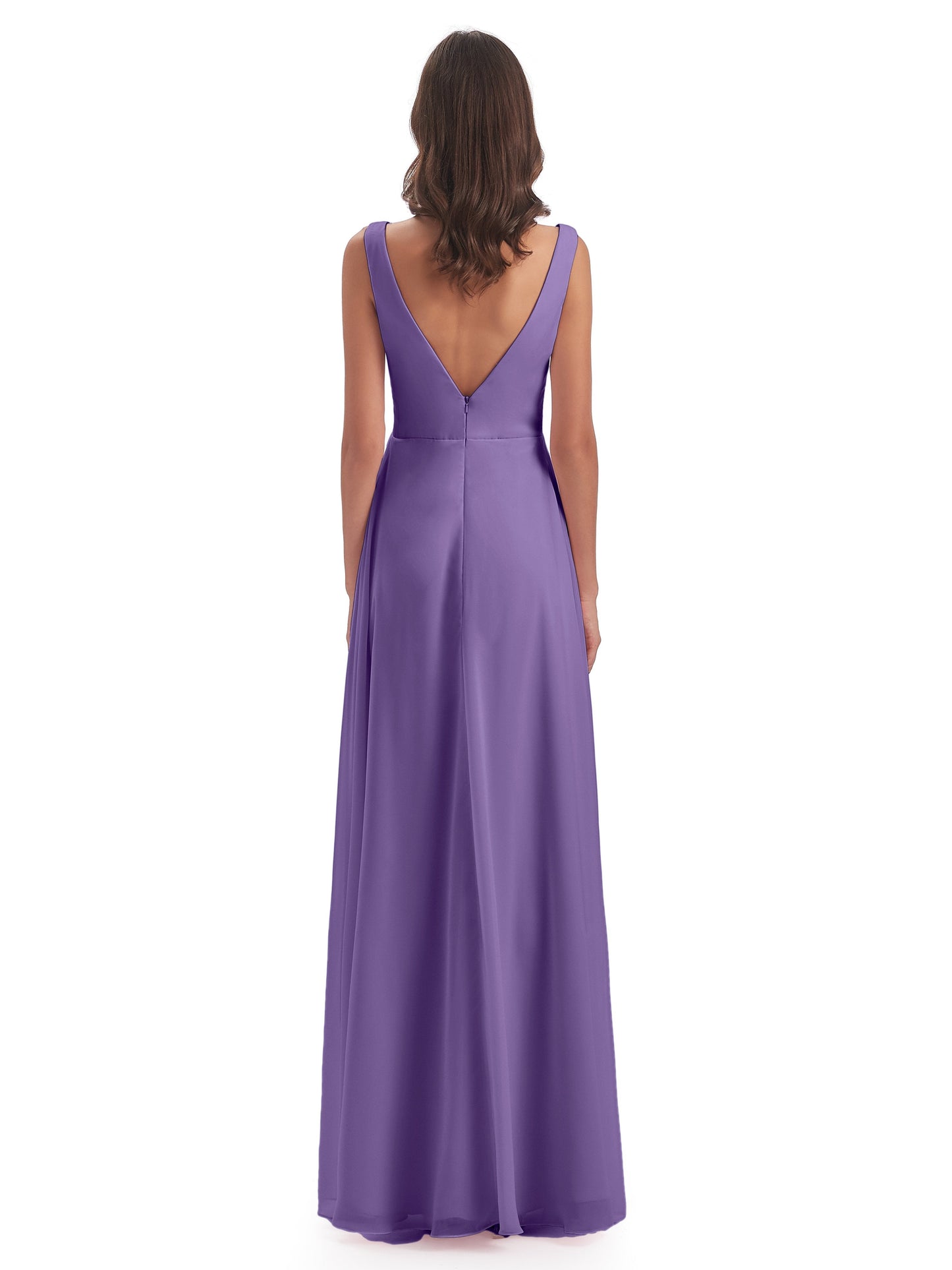 Jurnee Floor Length V-neck Ruched Chiffon Bridesmaid Dresses