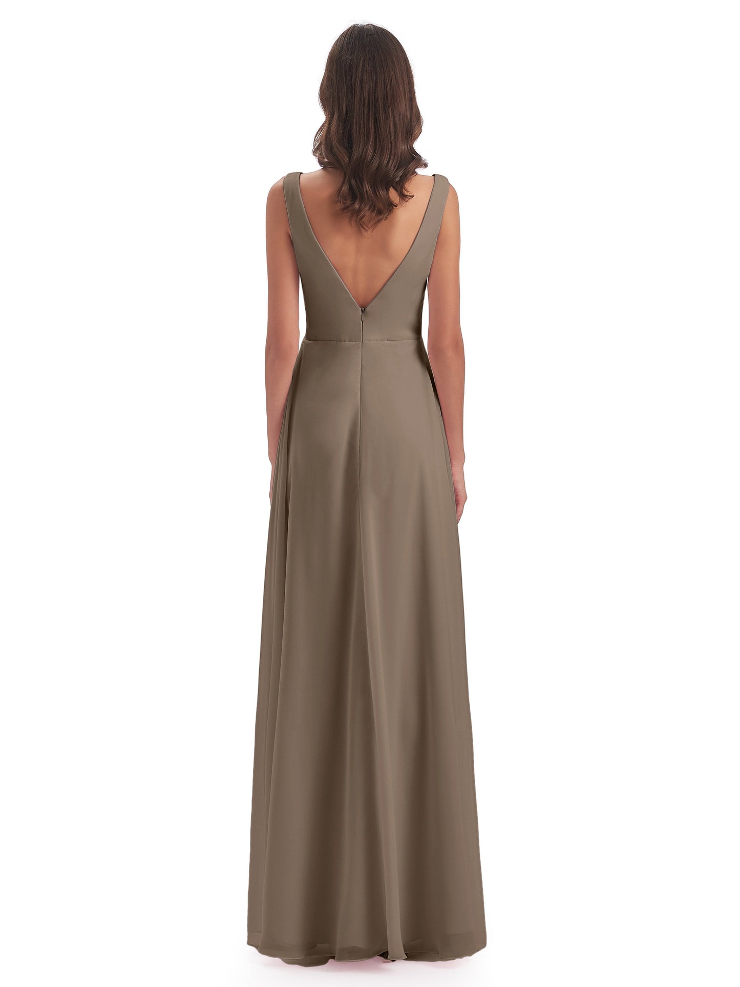 Jurnee Floor Length V-neck Ruched Chiffon Bridesmaid Dresses
