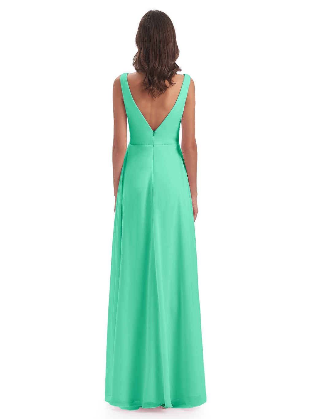 Jurnee Floor Length V-neck Ruched Chiffon Bridesmaid Dresses