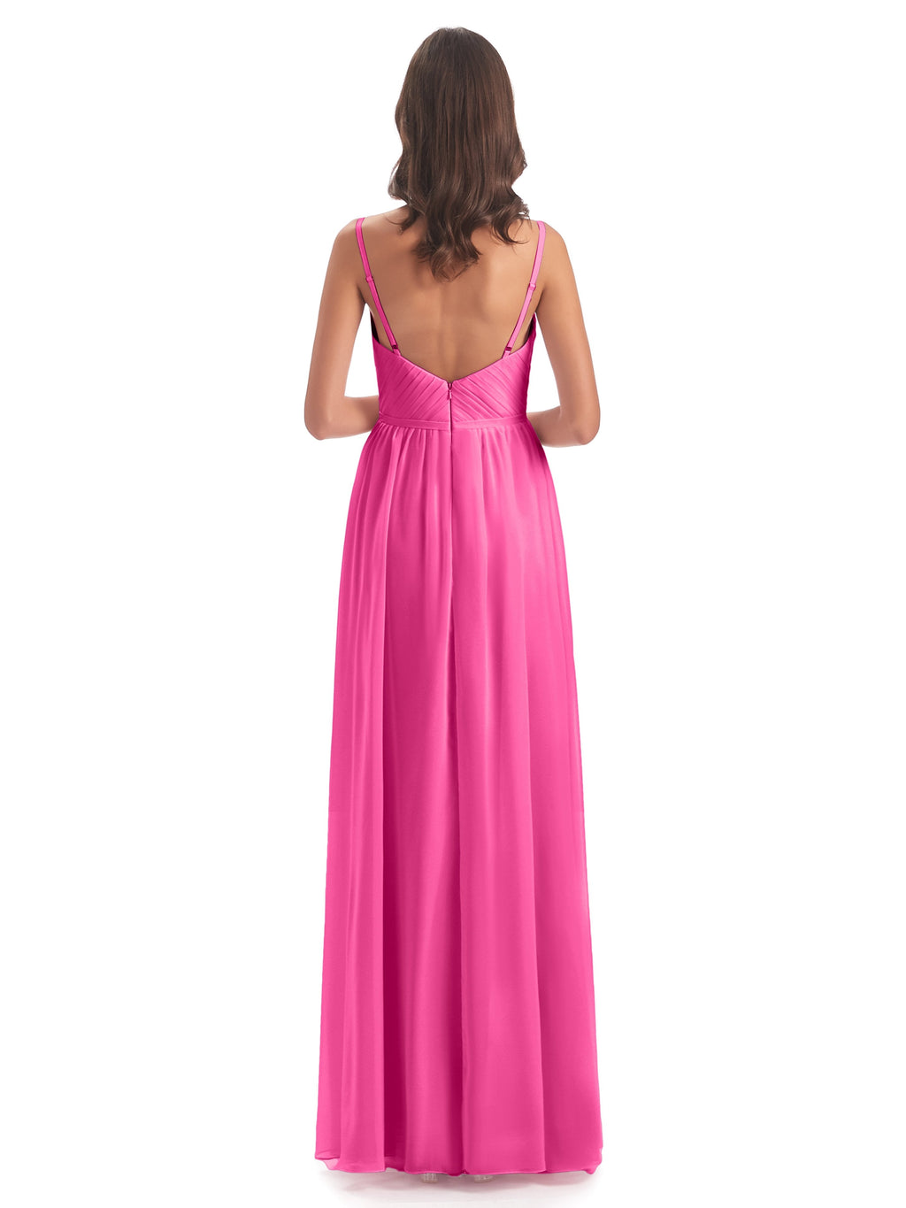 Kiana Spaghetti Straps Open Back Split Chiffon Long Bridesmaid Dresses