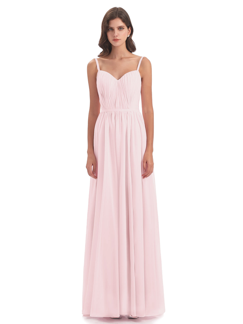 Kiana Spaghetti Straps Open Back Split Chiffon Long Bridesmaid Dresses