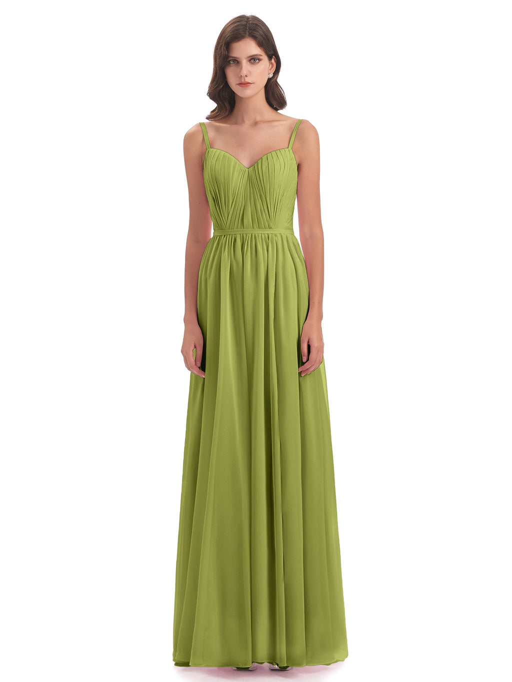 Kiana Spaghetti Straps Open Back Split Chiffon Long Bridesmaid Dresses