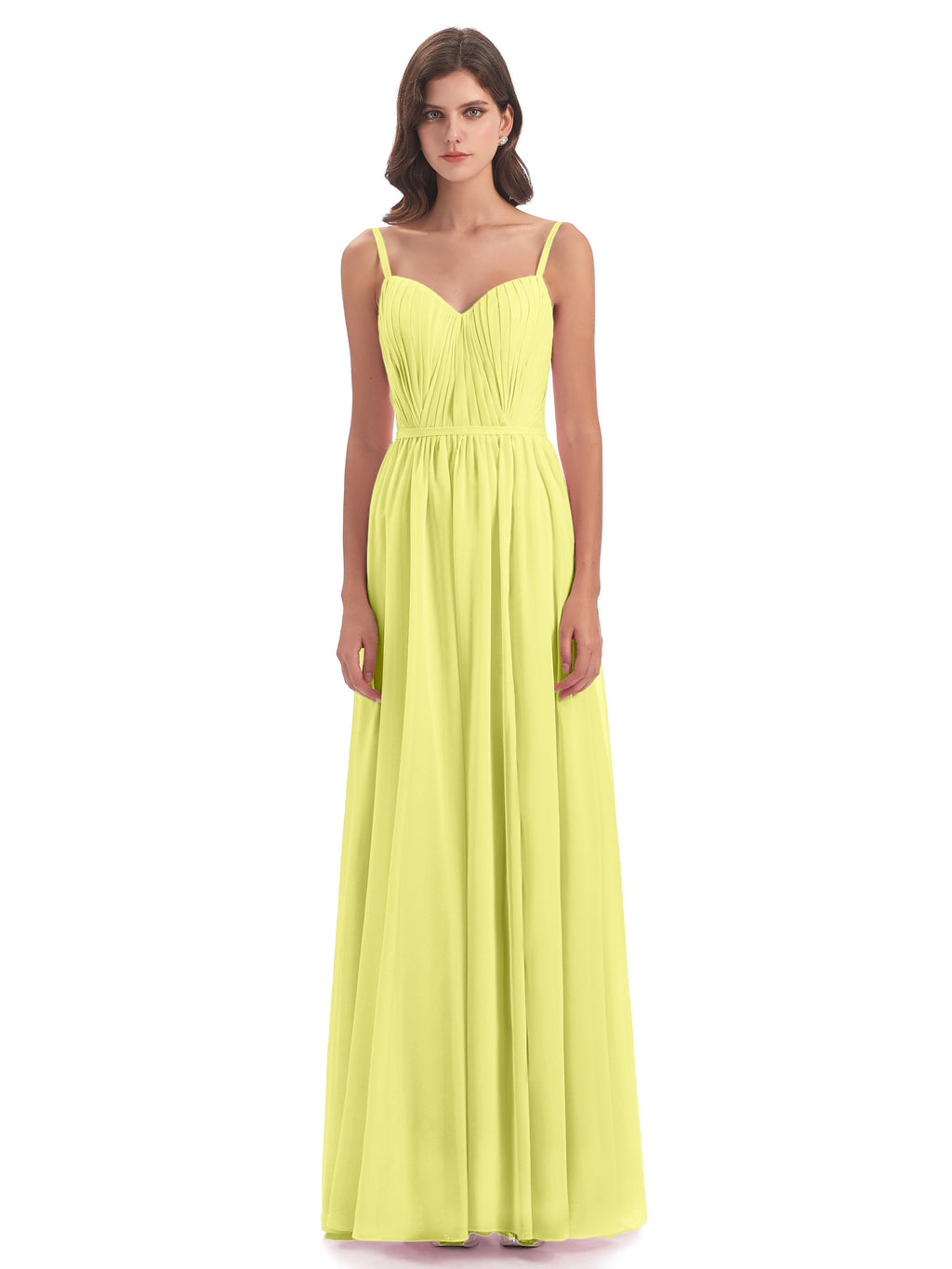 Kiana Spaghetti Straps Open Back Split Chiffon Long Bridesmaid Dresses