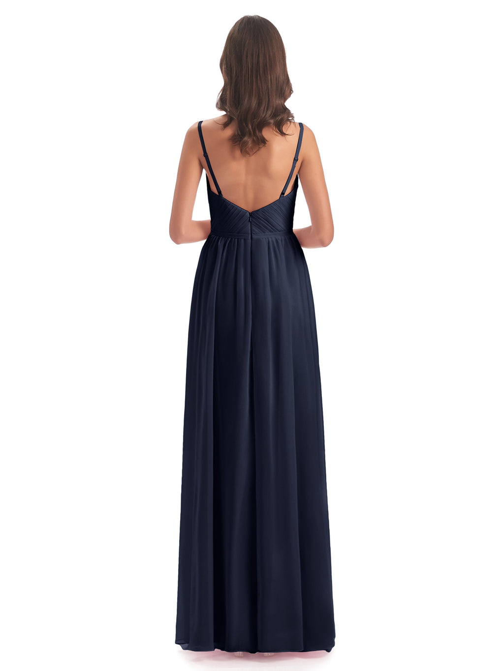 Kiana Spaghetti Straps Open Back Split Chiffon Long Bridesmaid Dresses