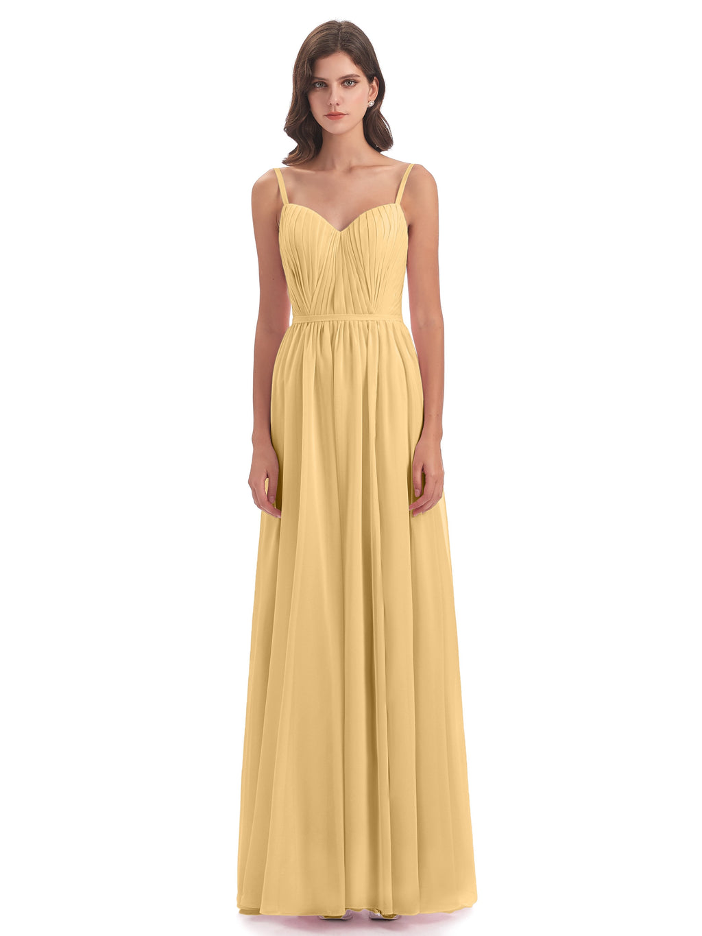 Kiana Spaghetti Straps Open Back Split Chiffon Long Bridesmaid Dresses