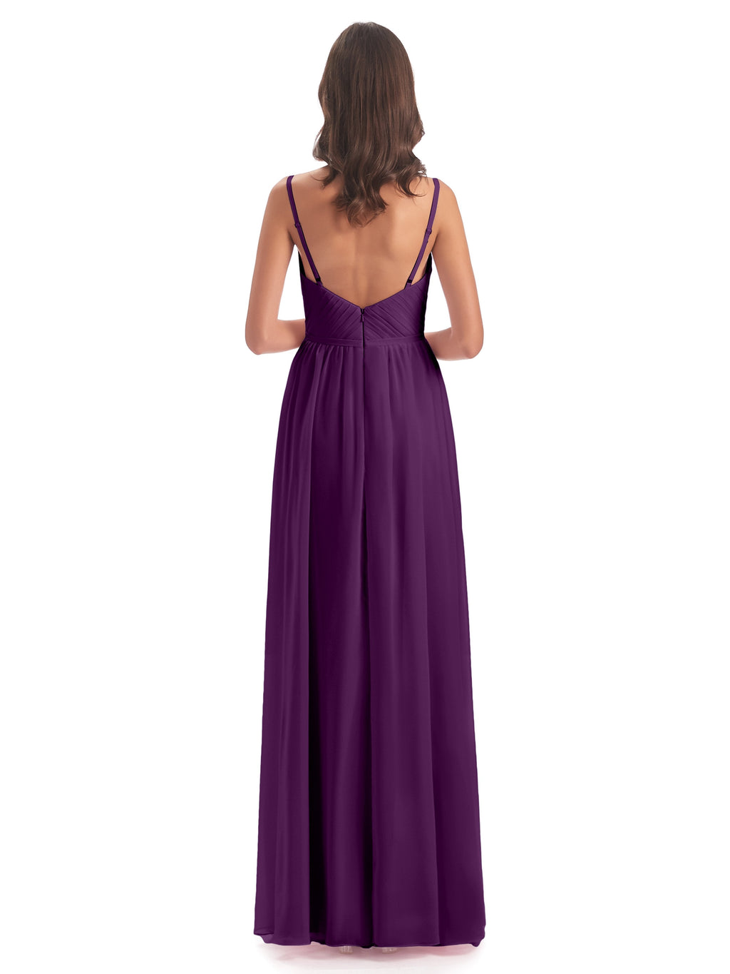 Kiana Spaghetti Straps Open Back Split Chiffon Long Bridesmaid Dresses