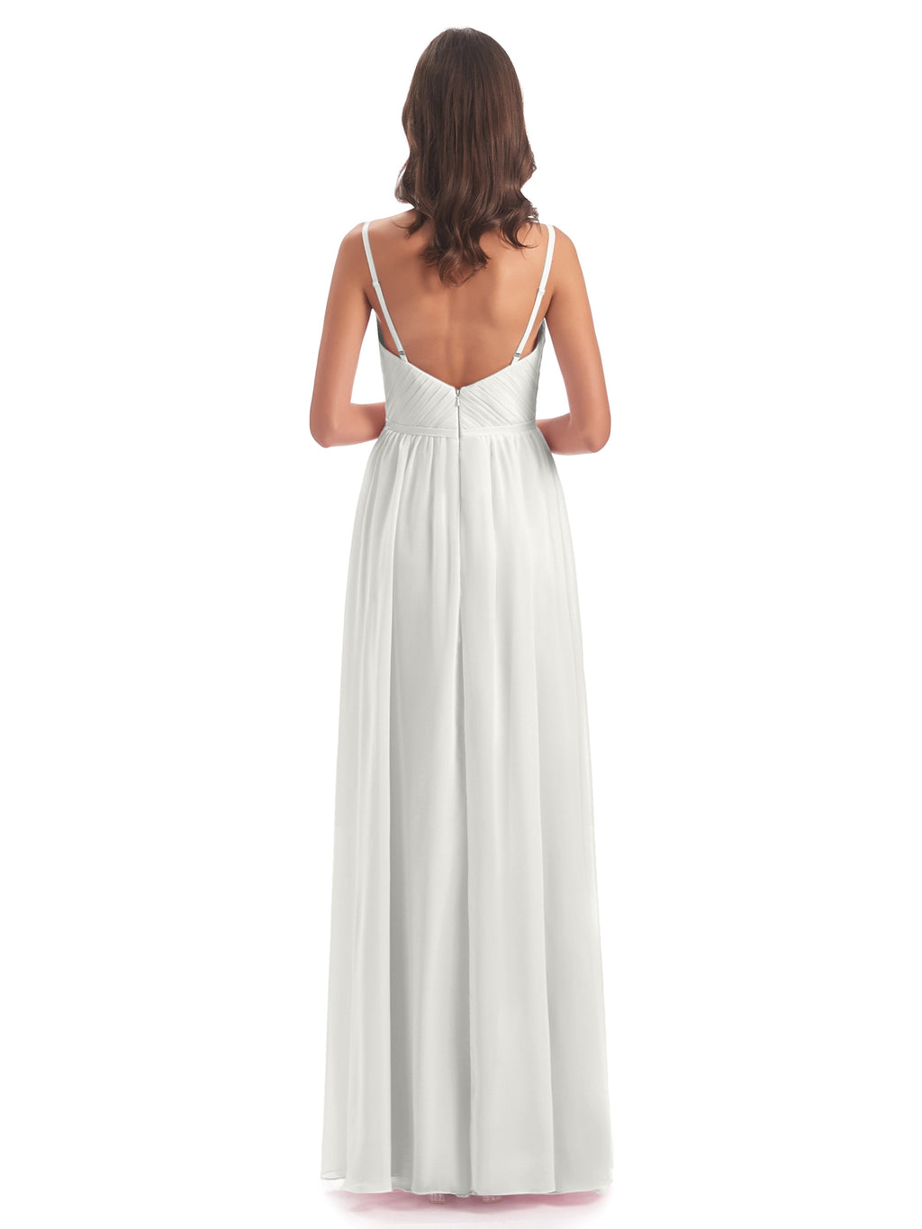 Kiana Spaghetti Straps Open Back Split Chiffon Long Bridesmaid Dresses