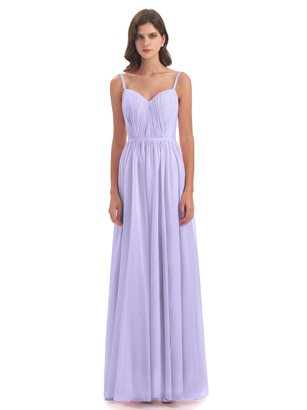 Kiana Spaghetti Straps Open Back Split Chiffon Long Bridesmaid Dresses