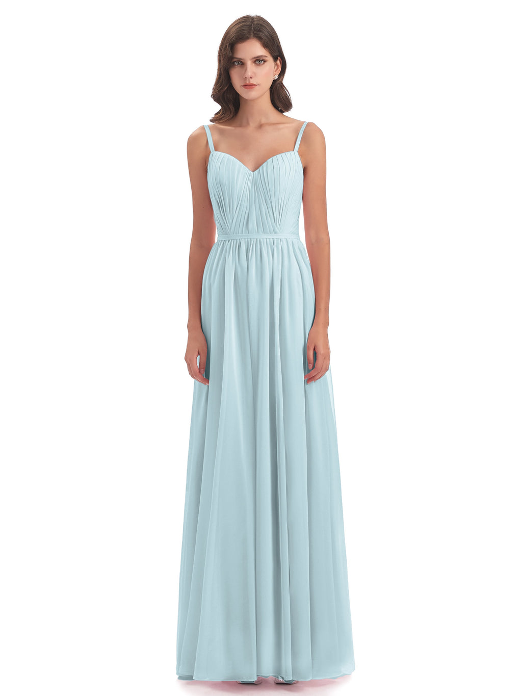 Kiana Spaghetti Straps Open Back Split Chiffon Long Bridesmaid Dresses