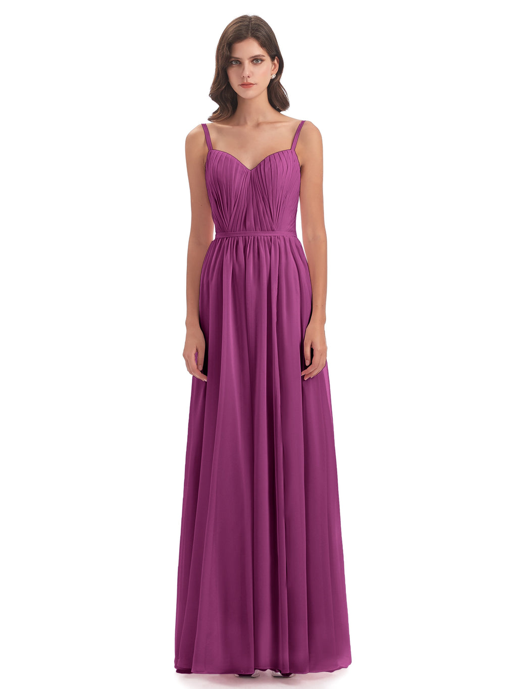 Kiana Spaghetti Straps Open Back Split Chiffon Long Bridesmaid Dresses