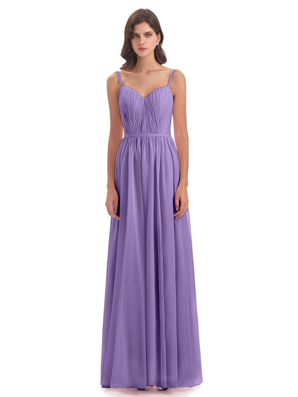 Kiana Spaghetti Straps Open Back Split Chiffon Long Bridesmaid Dresses
