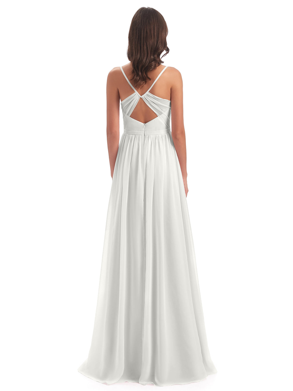 Kimora Spaghetti Straps Chiffon Long Bridesmaid Dresses with Slit