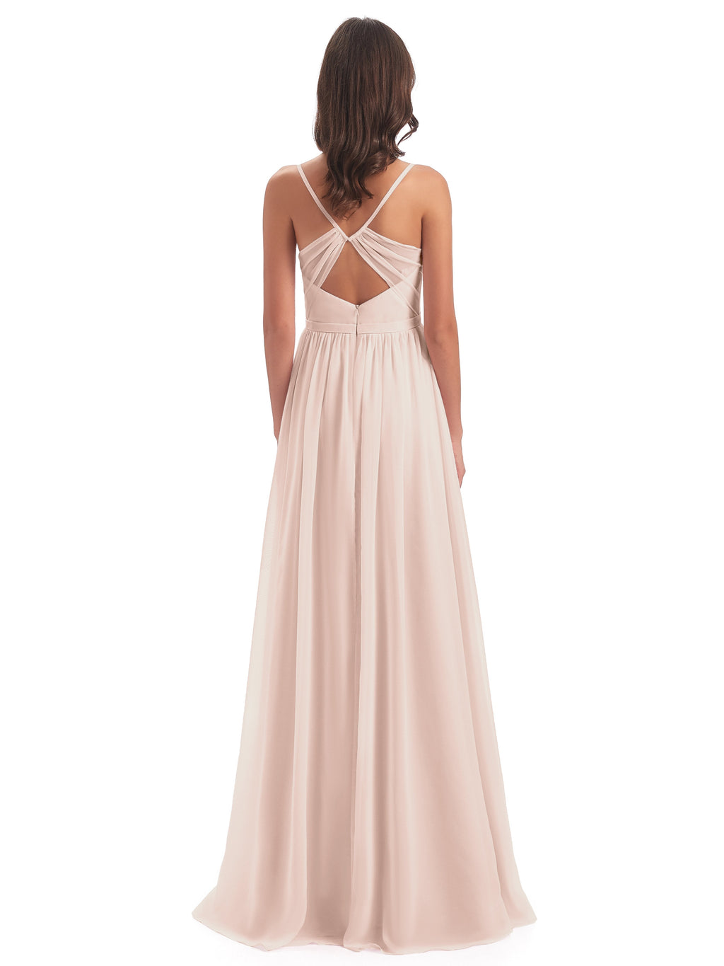 Kimora Spaghetti Straps Chiffon Long Bridesmaid Dresses with Slit