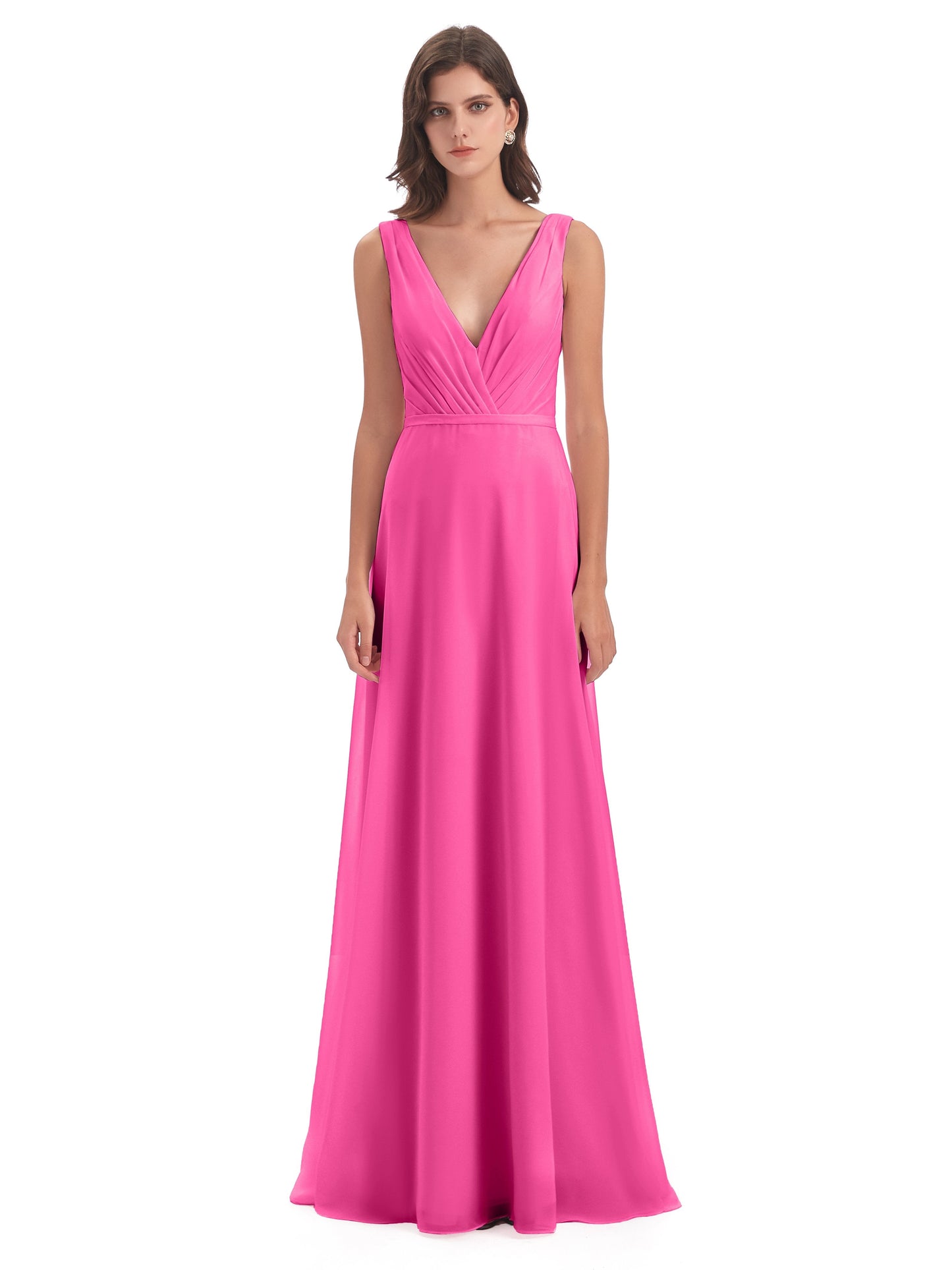 Kristina Sheath Floor Length V-Neck Chiffon Bridesmaid Dresses