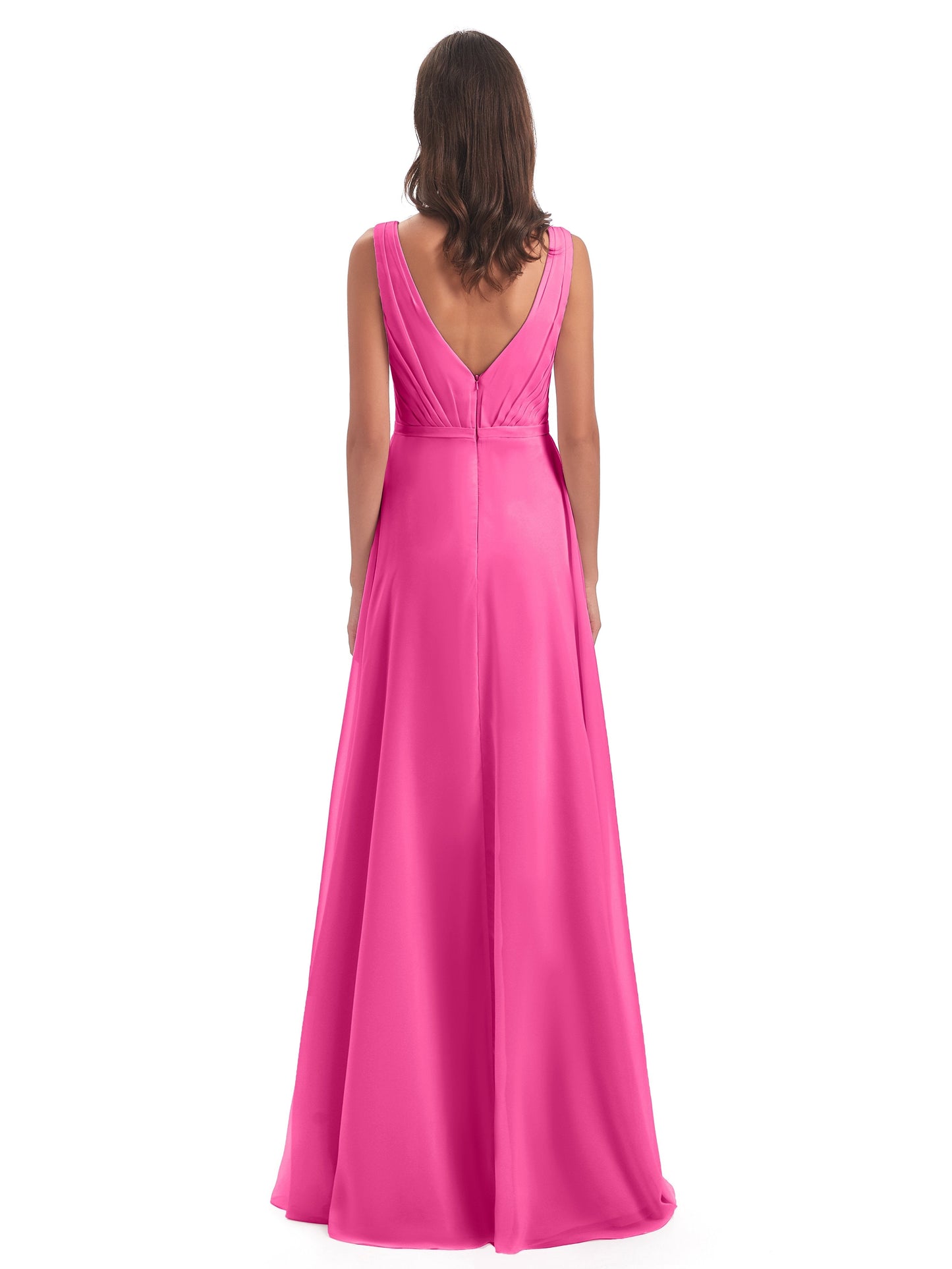 Kristina Sheath Floor Length V-Neck Chiffon Bridesmaid Dresses