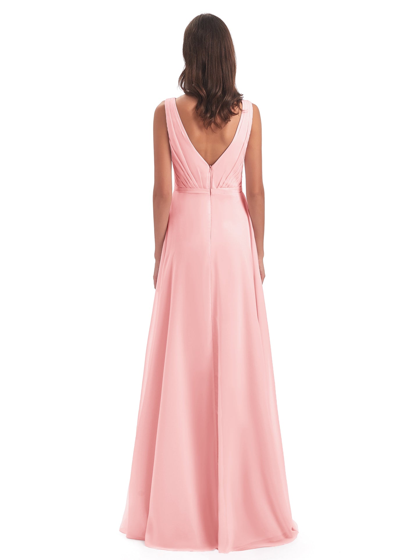 Kristina Sheath Floor Length V-Neck Chiffon Bridesmaid Dresses
