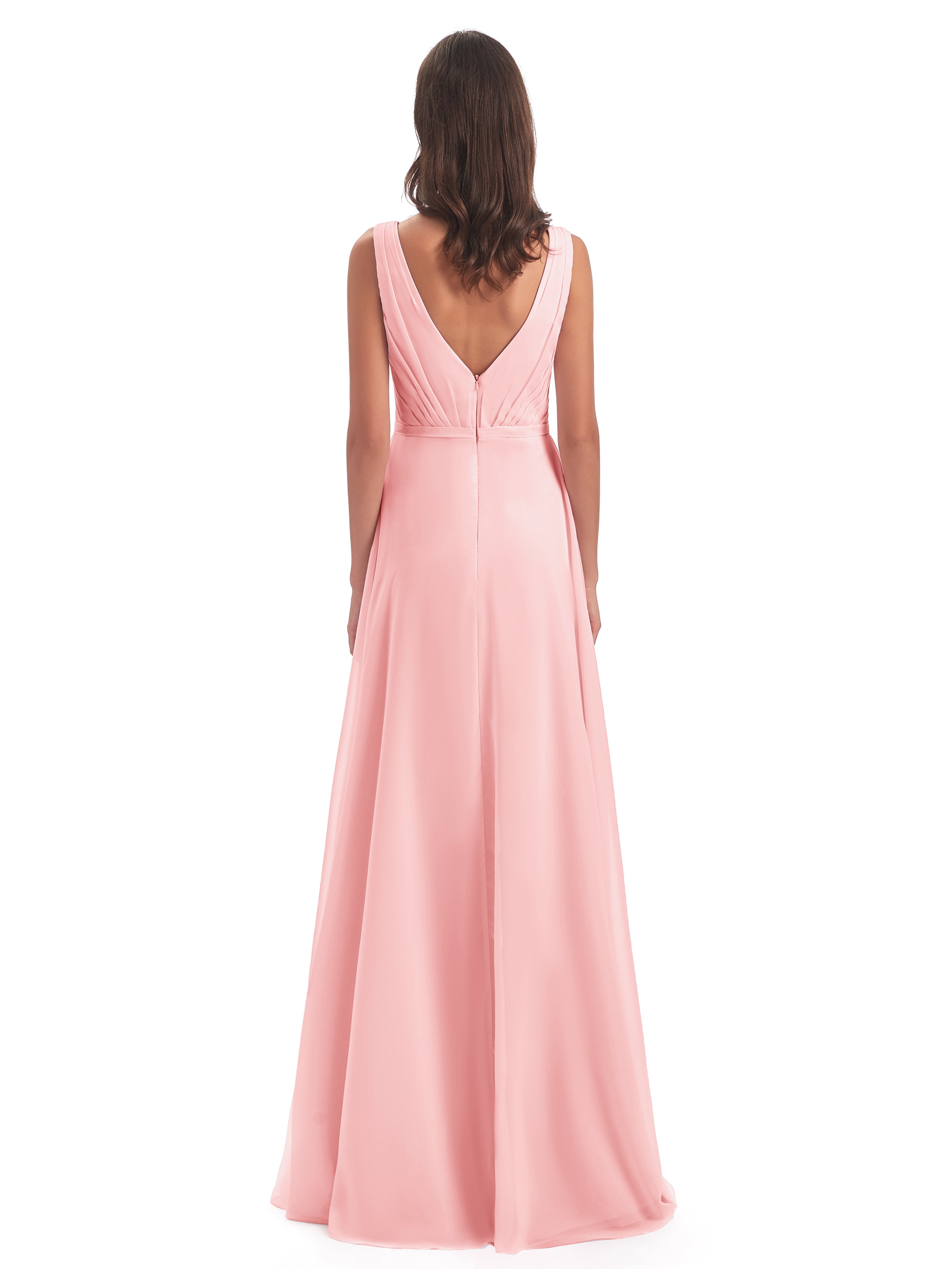 Kristina Sheath Floor Length V-Neck Chiffon Bridesmaid Dresses