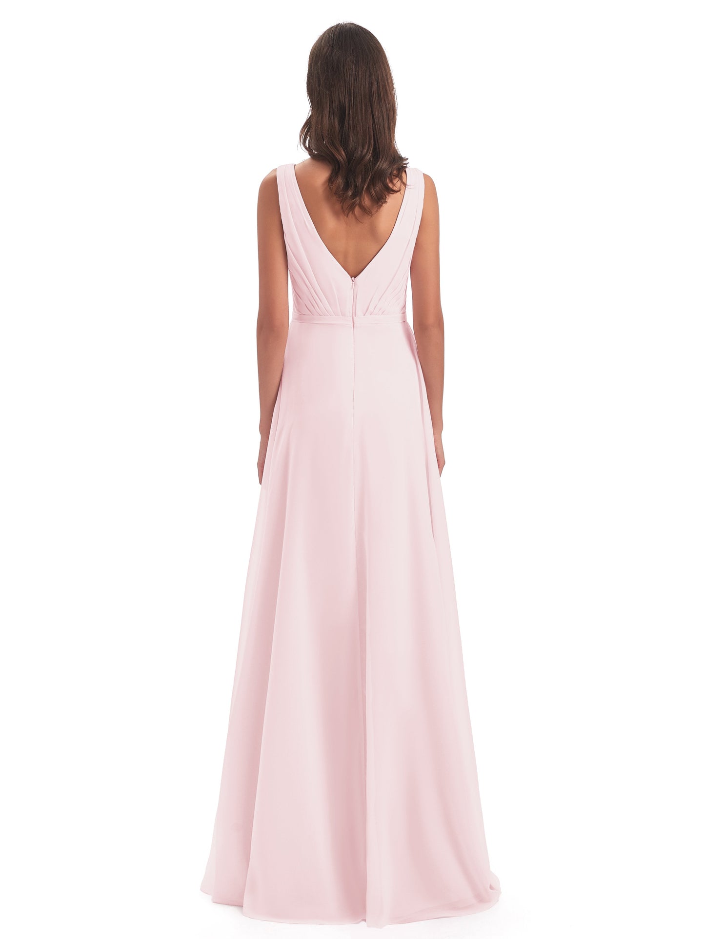 Kristina Sheath Floor Length V-Neck Chiffon Bridesmaid Dresses
