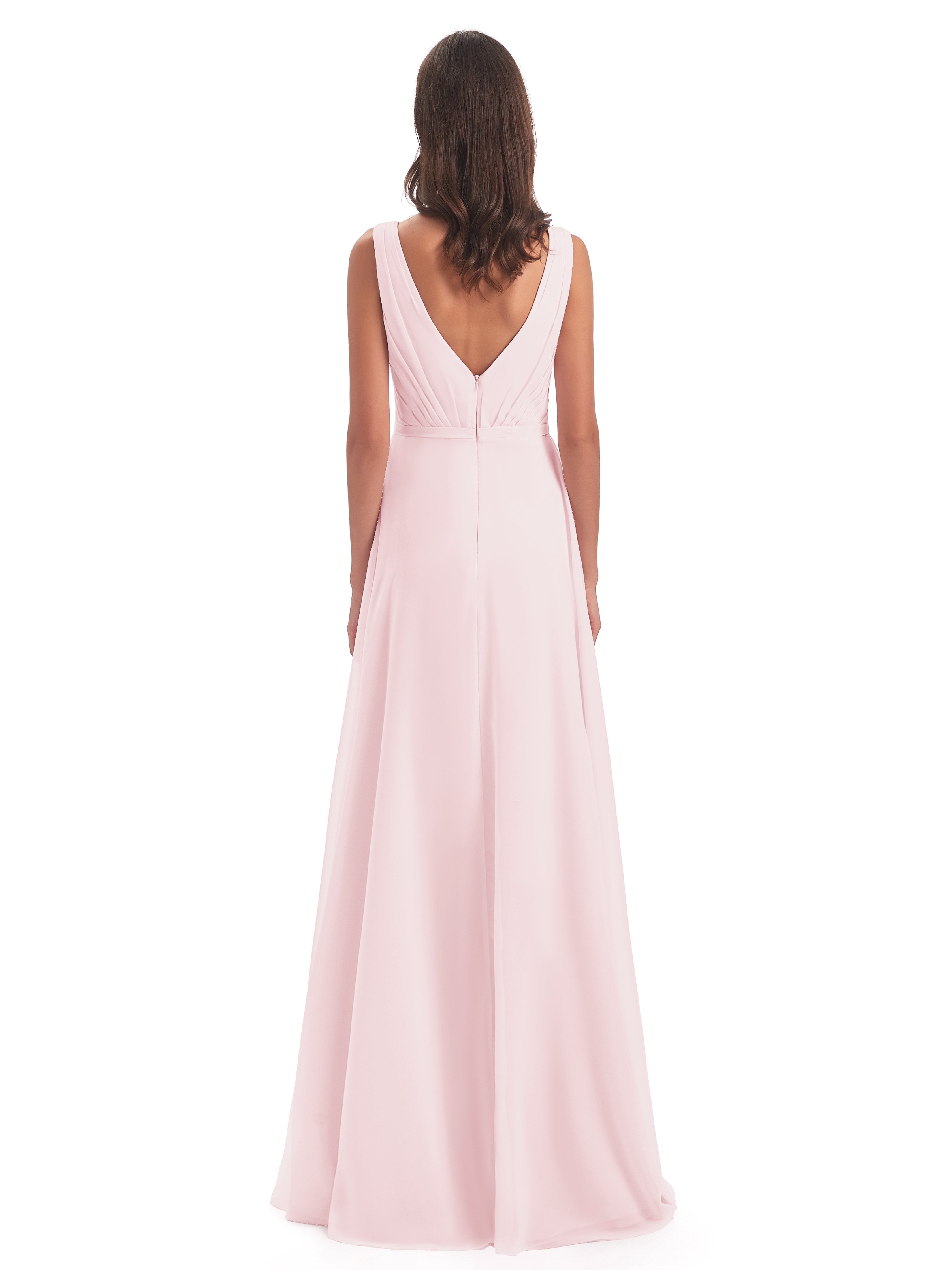 Kristina Sheath Floor Length V-Neck Chiffon Bridesmaid Dresses