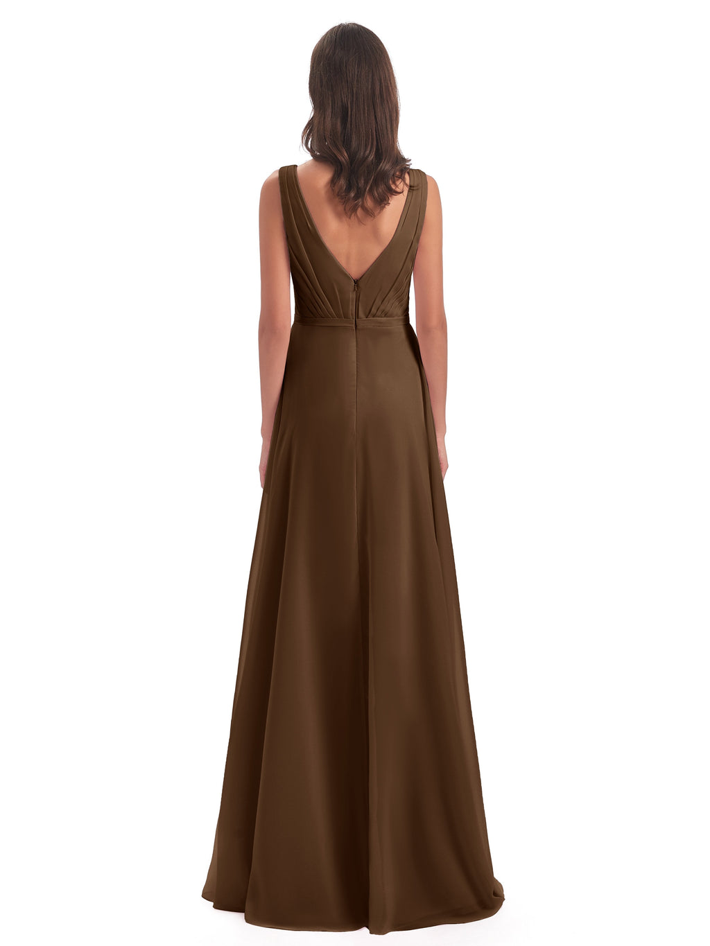 Kristina Sheath Floor Length V-Neck Chiffon Bridesmaid Dresses
