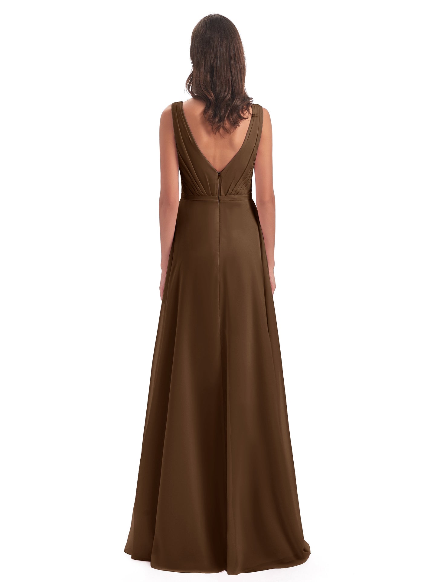 Kristina Sheath Floor Length V-Neck Chiffon Bridesmaid Dresses