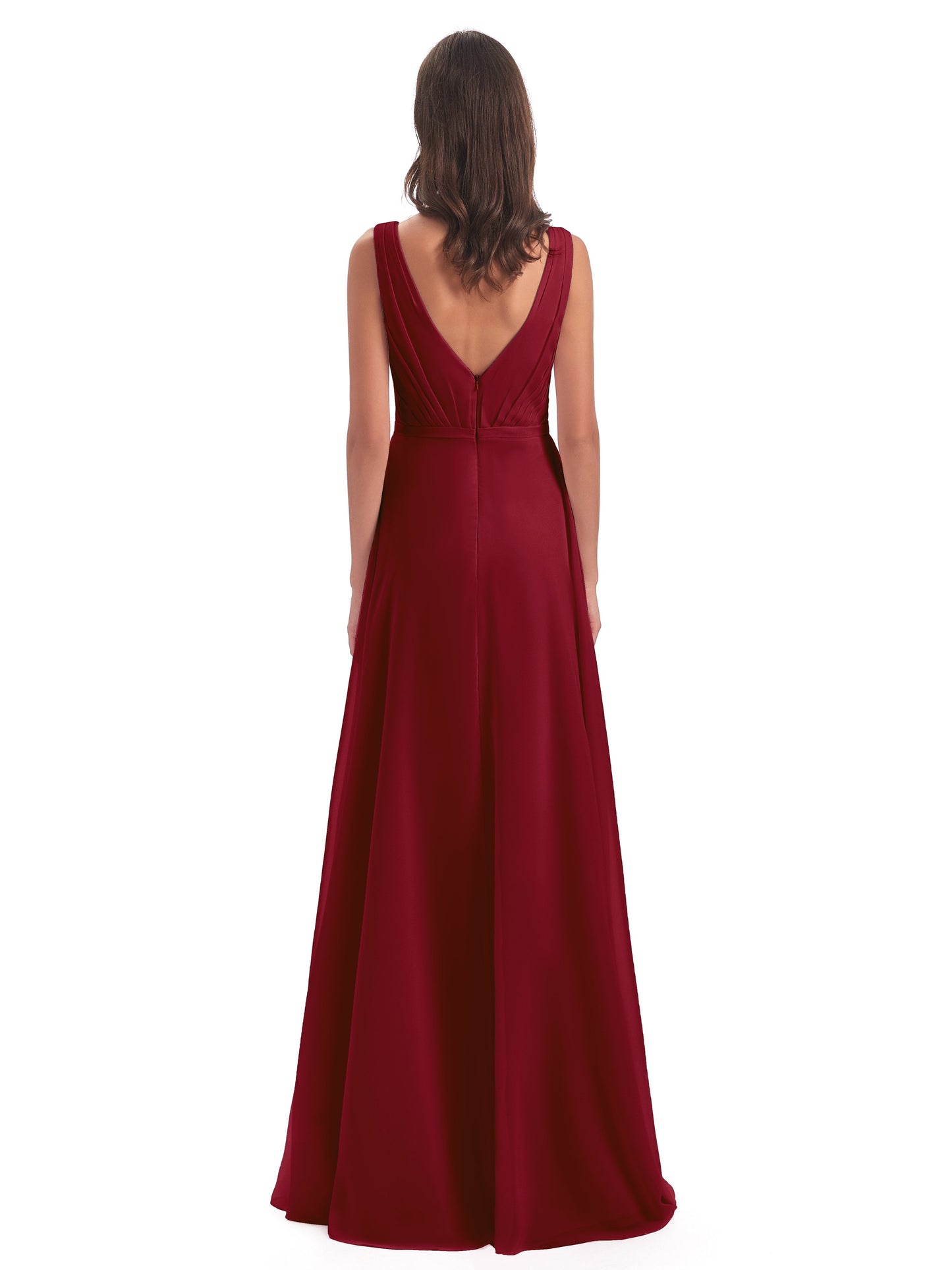 Kristina Sheath Floor Length V-Neck Chiffon Bridesmaid Dresses