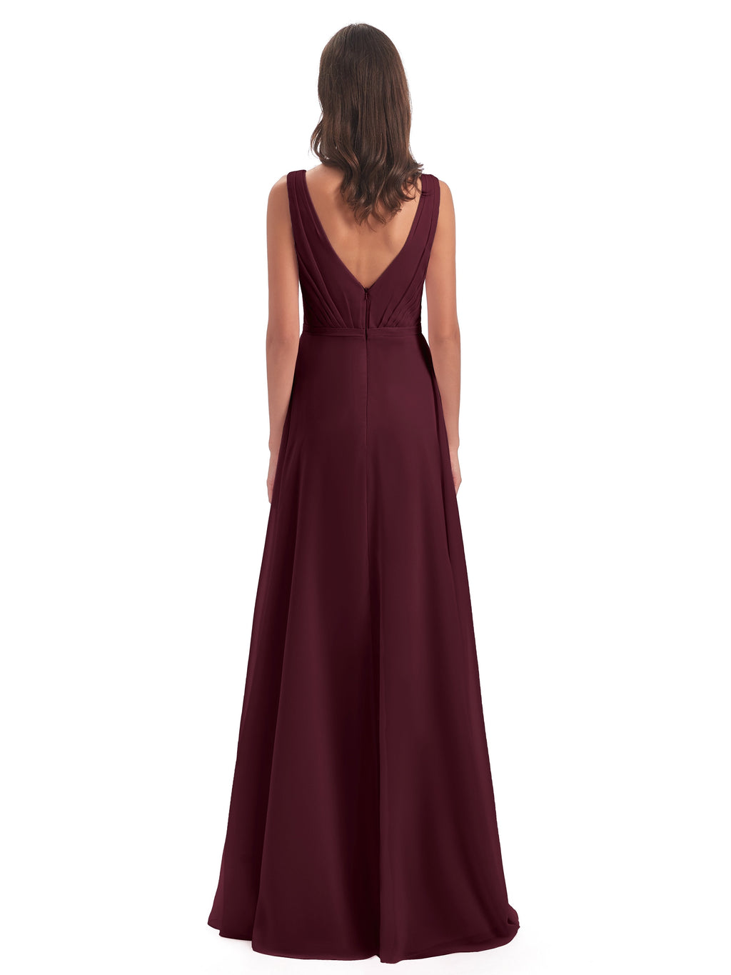 Kristina Sheath Floor Length V-Neck Chiffon Bridesmaid Dresses