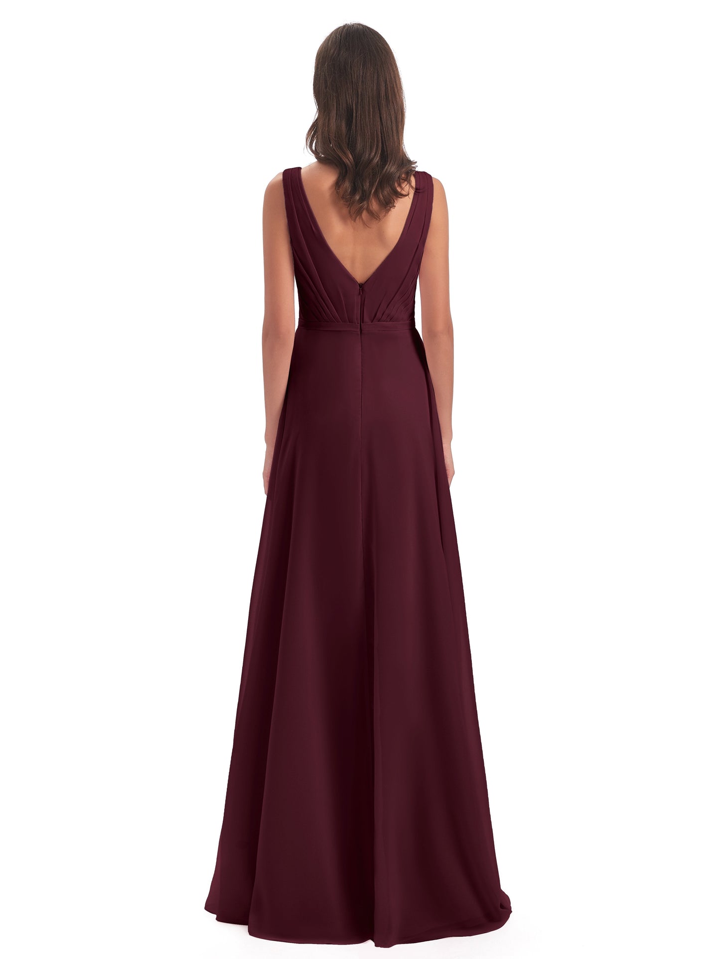 Kristina Sheath Floor Length V-Neck Chiffon Bridesmaid Dresses