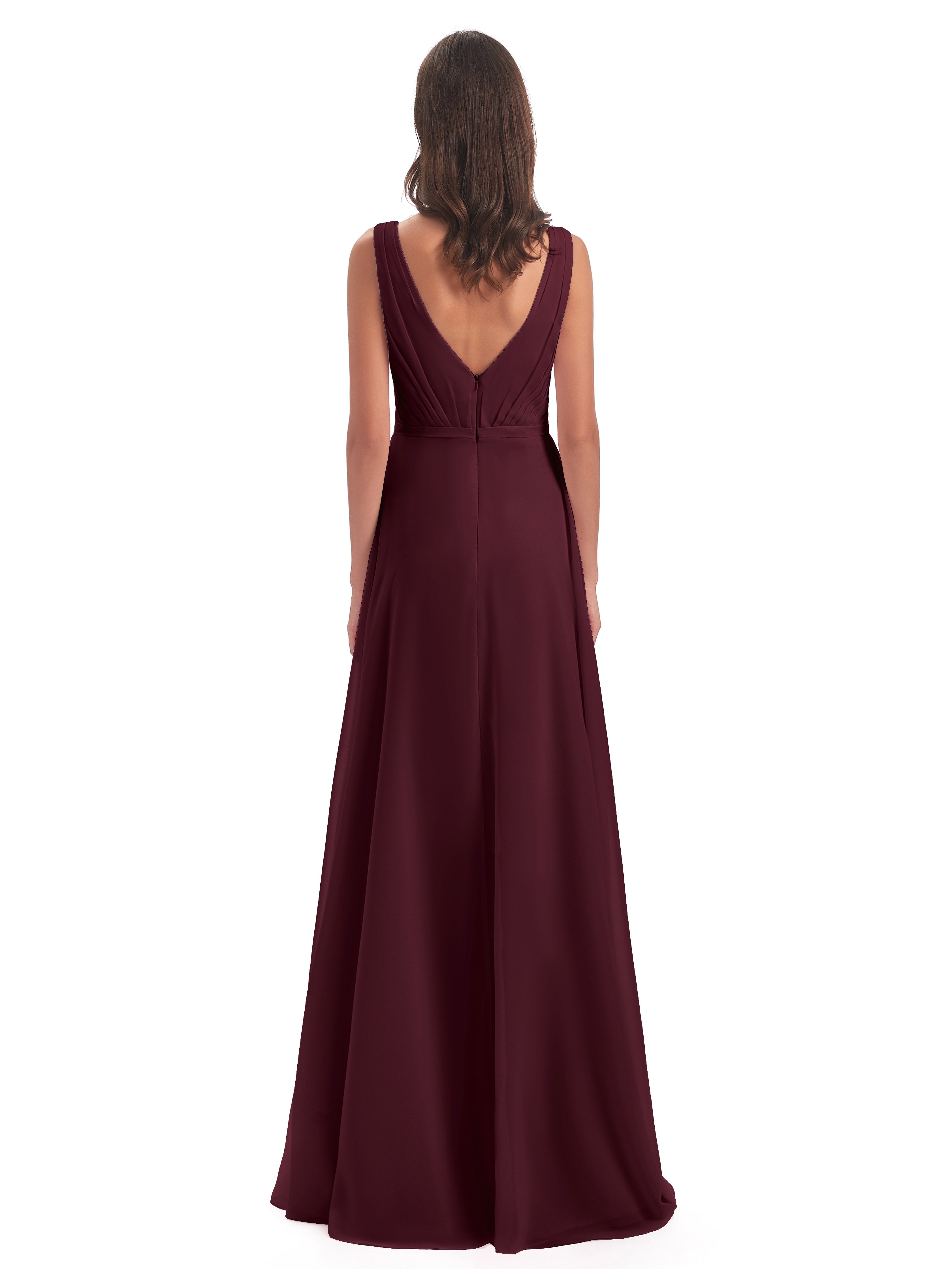 Kristina Sheath Floor Length V-Neck Chiffon Bridesmaid Dresses