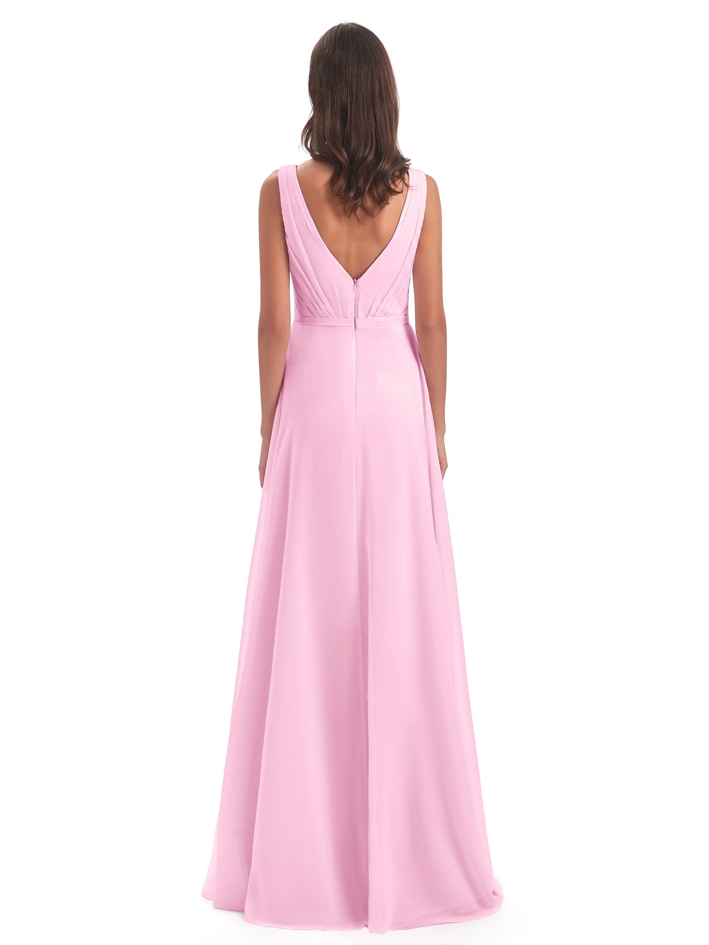 Kristina Sheath Floor Length V-Neck Chiffon Bridesmaid Dresses
