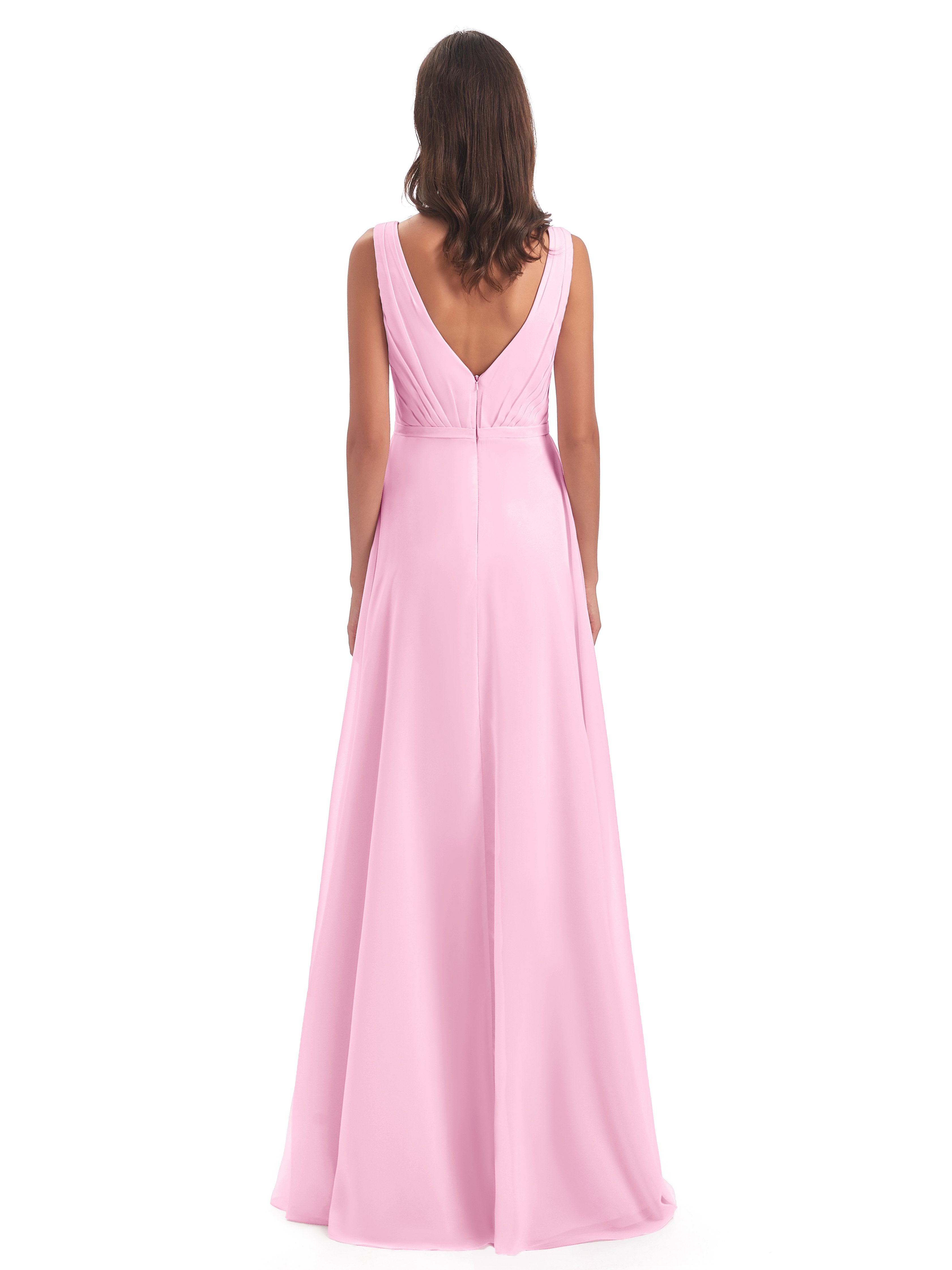 Kristina Sheath Floor Length V-Neck Chiffon Bridesmaid Dresses