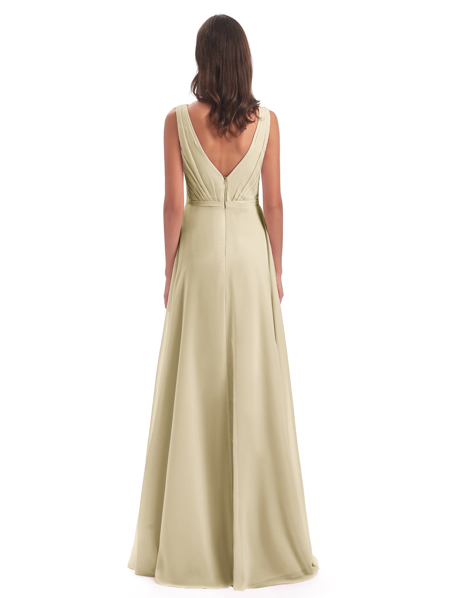 Kristina Sheath Floor Length V-Neck Chiffon Bridesmaid Dresses