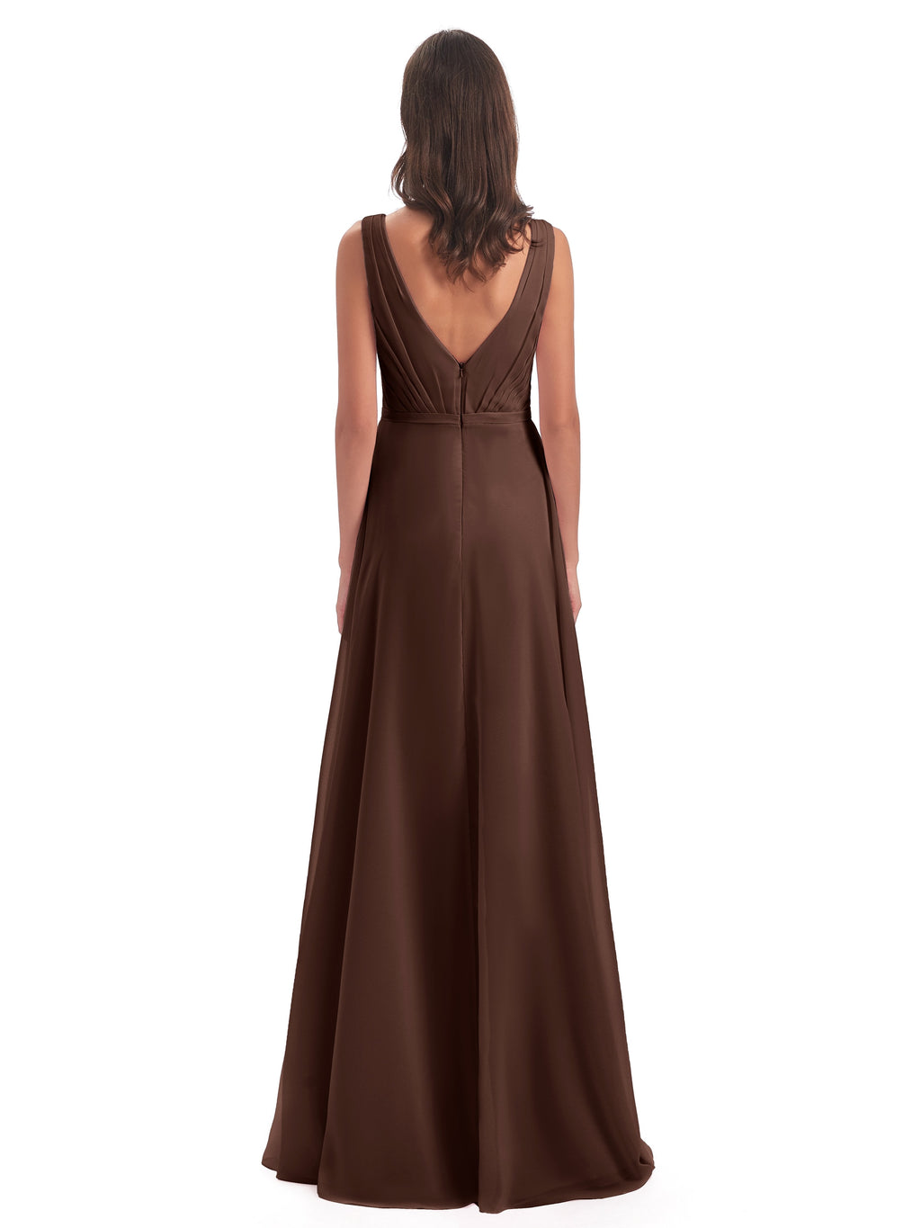 Kristina Sheath Floor Length V-Neck Chiffon Bridesmaid Dresses