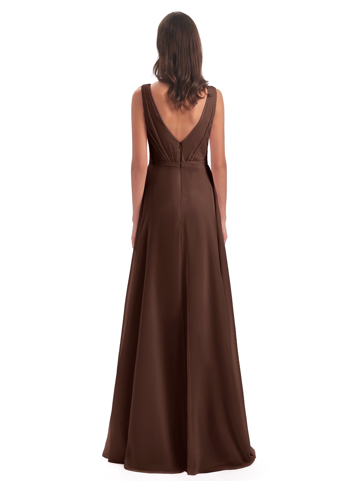 Kristina Sheath Floor Length V-Neck Chiffon Bridesmaid Dresses