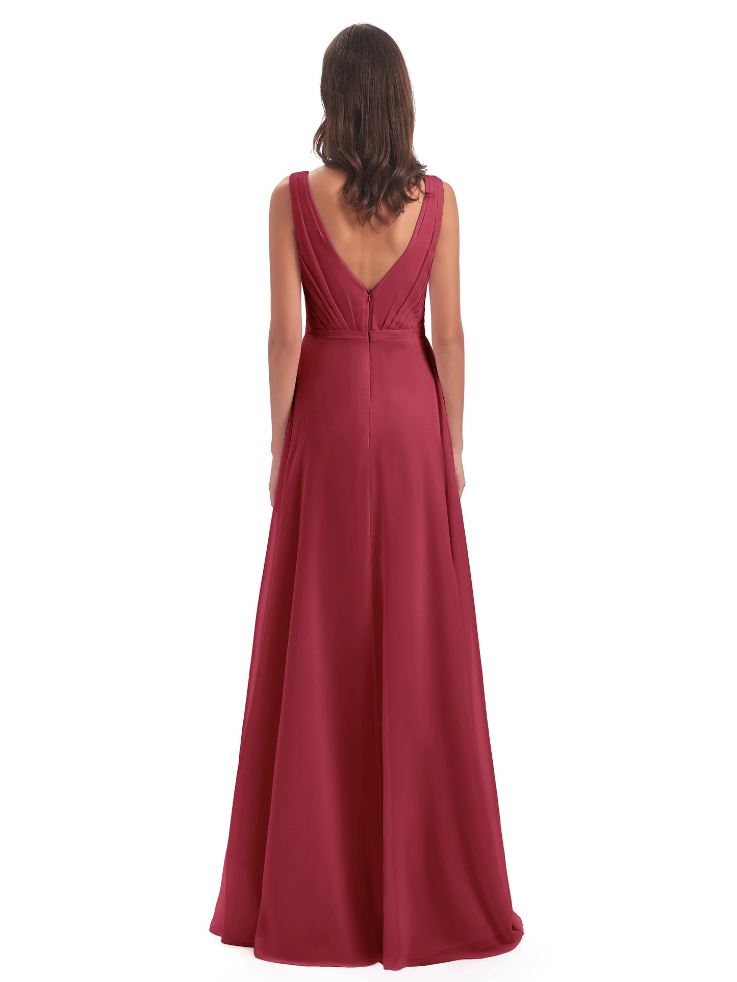 Kristina Sheath Floor Length V-Neck Chiffon Bridesmaid Dresses