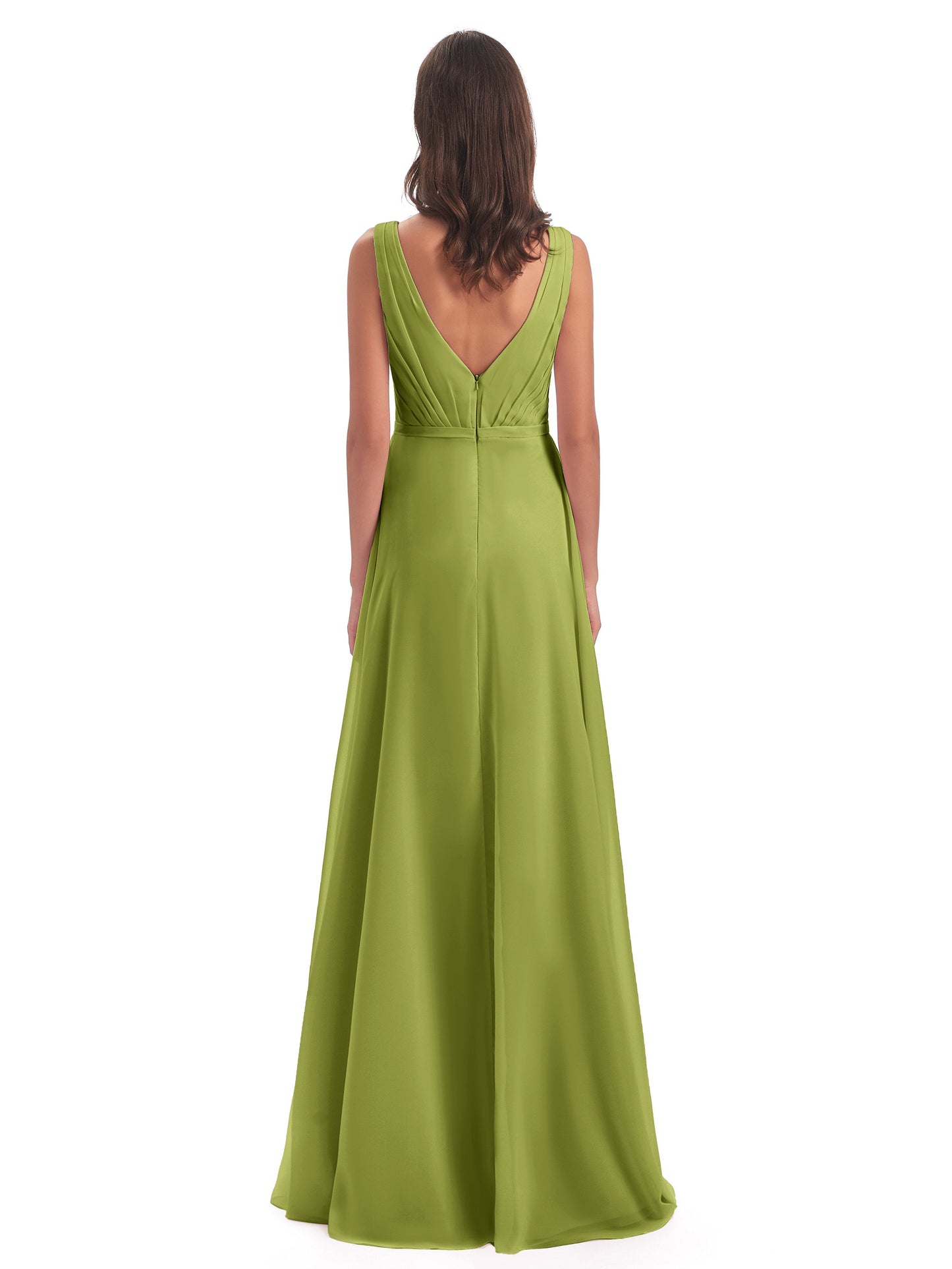 Kristina Sheath Floor Length V-Neck Chiffon Bridesmaid Dresses