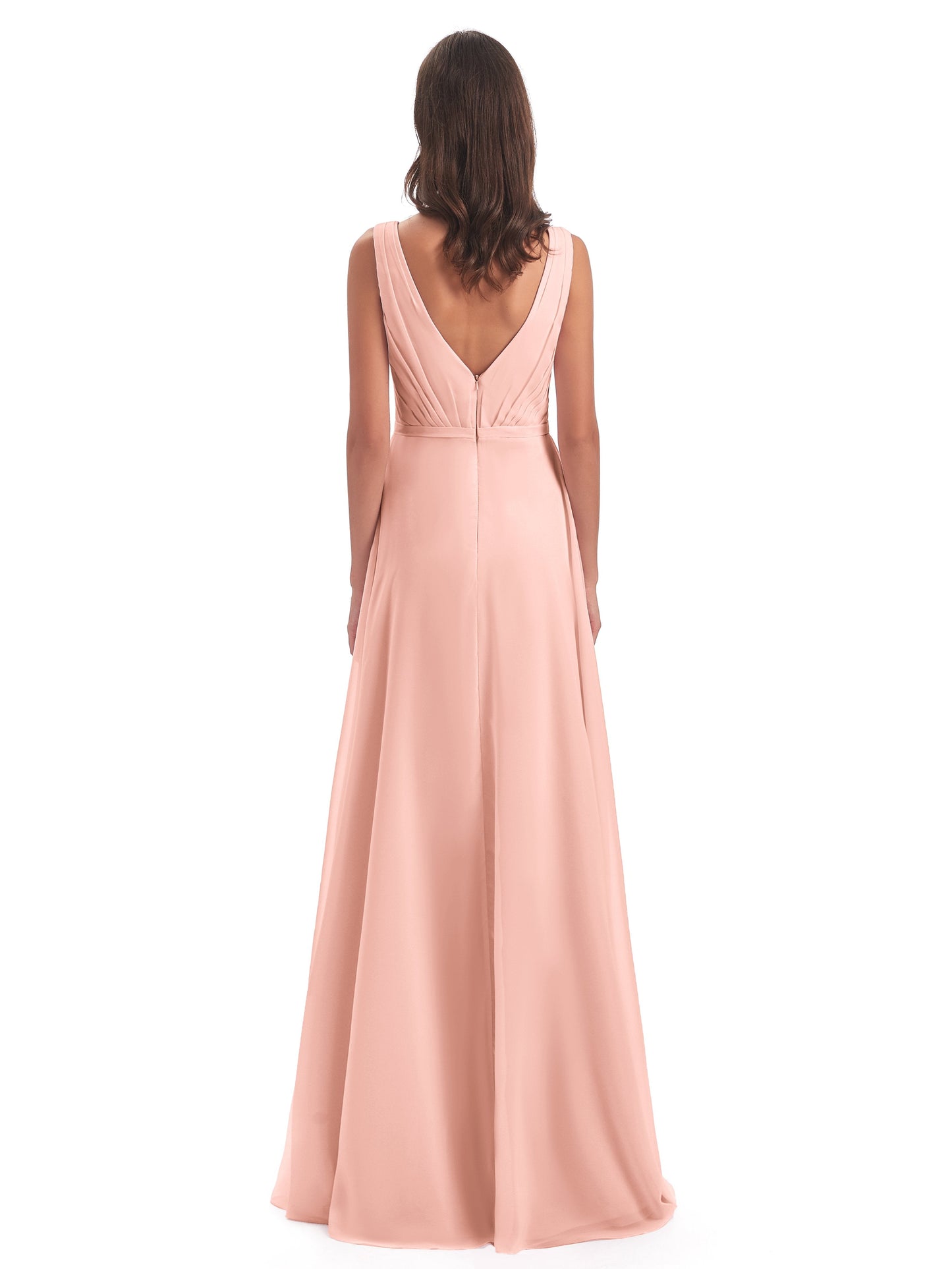Kristina Sheath Floor Length V-Neck Chiffon Bridesmaid Dresses