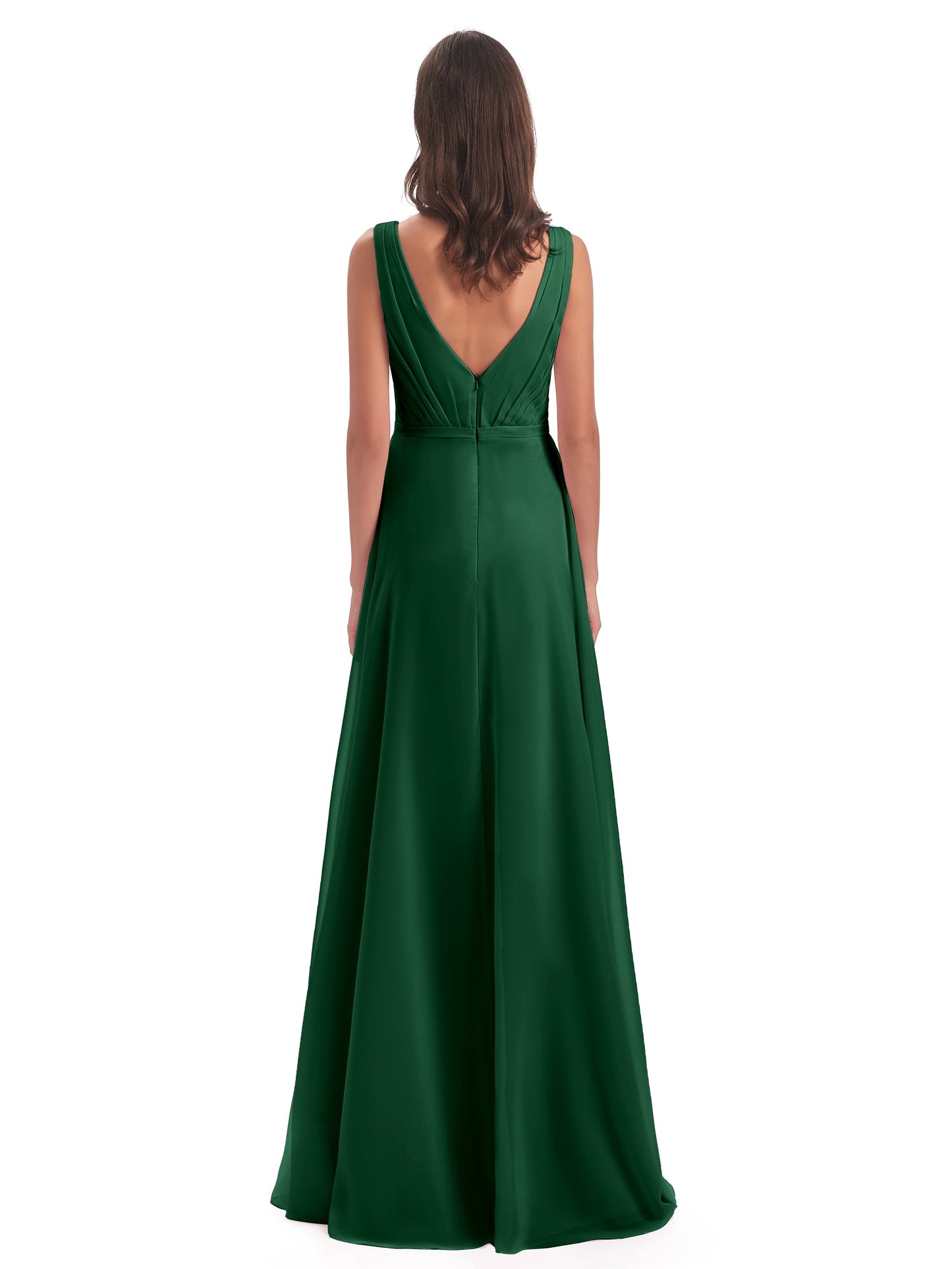 Kristina Sheath Floor Length V-Neck Chiffon Bridesmaid Dresses